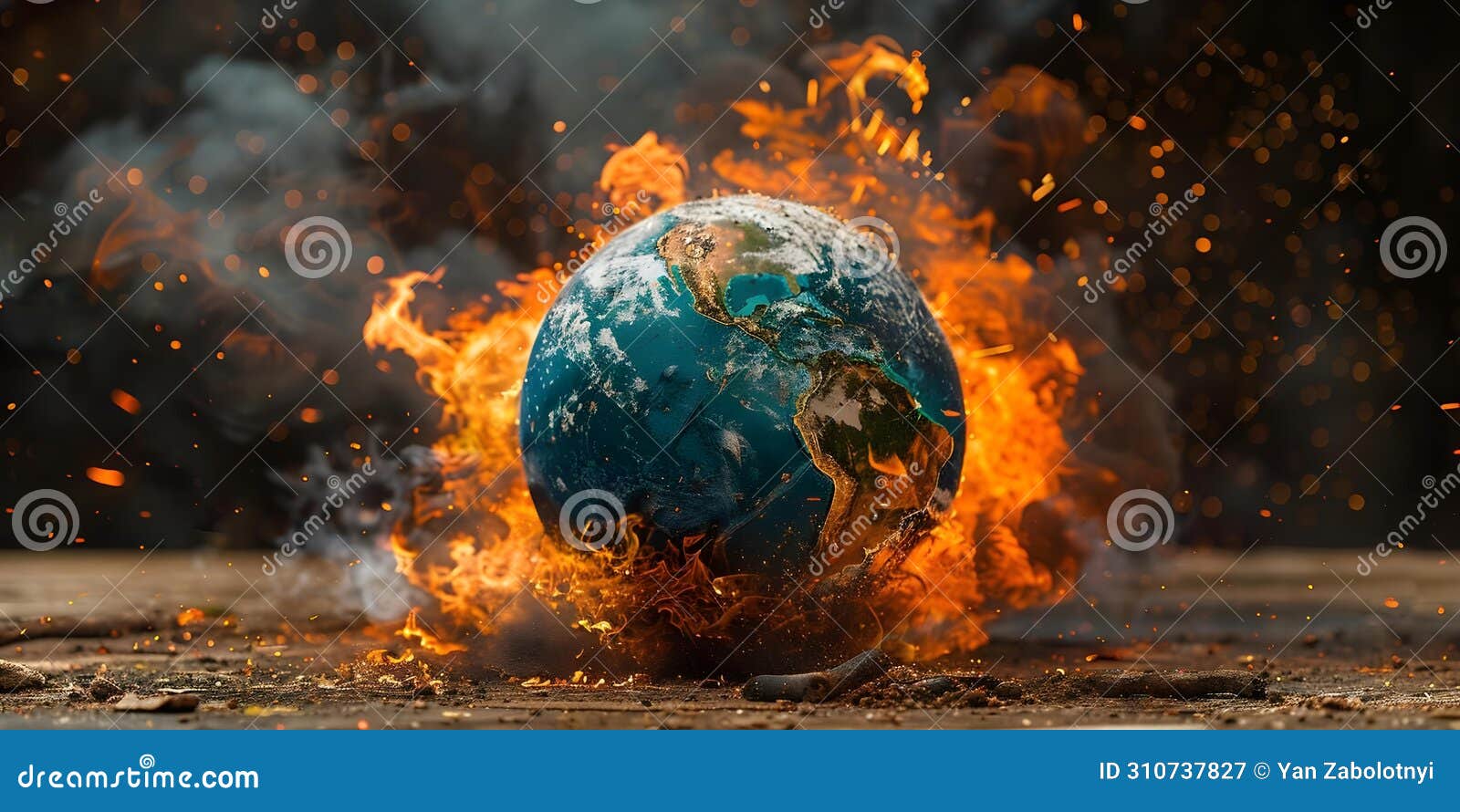 burning globe: a visual metaphor for global warming's planetary devastation. concept climate