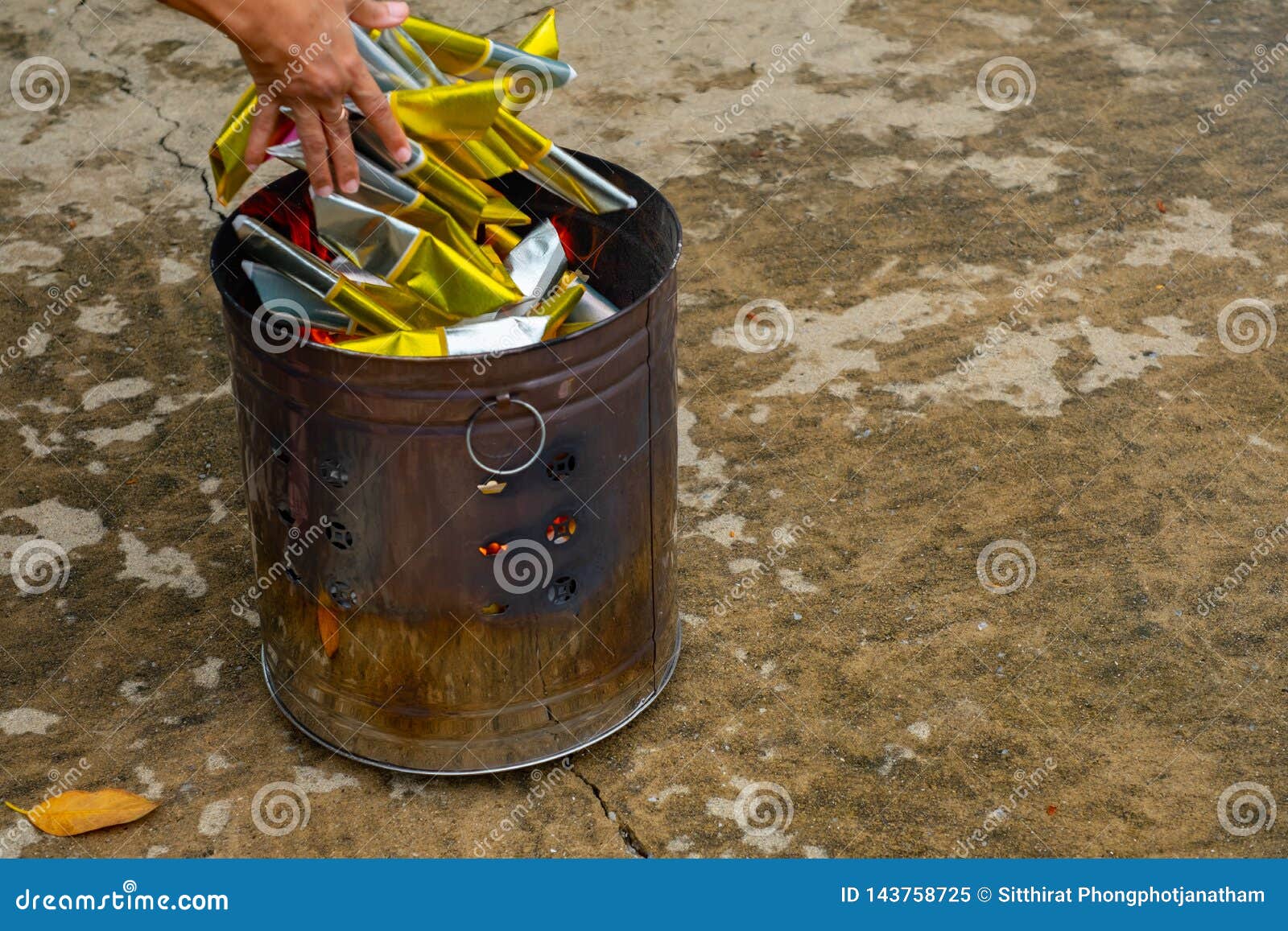 Burning Gold Paper In Tank. Stock Photography 66295766