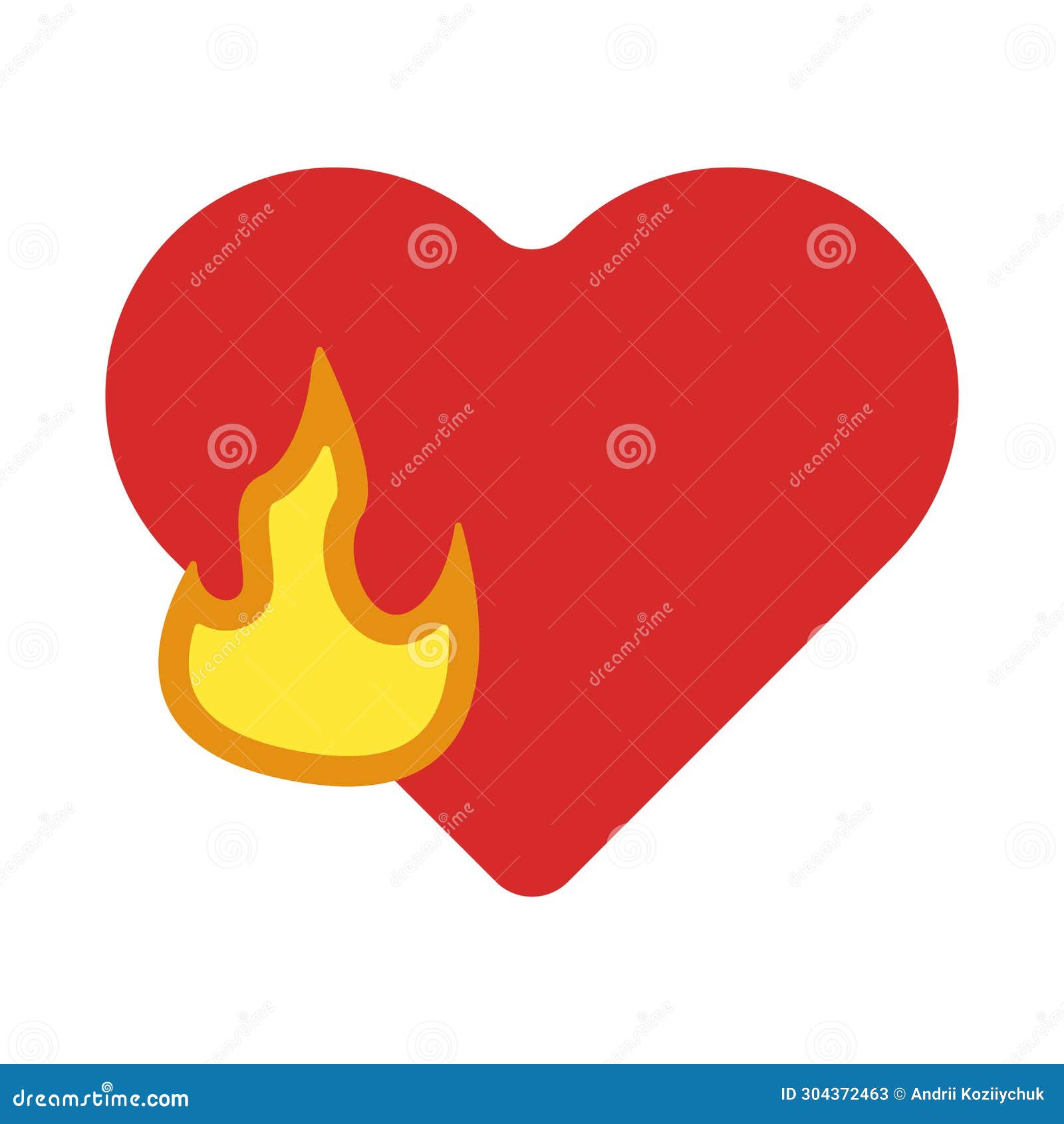 Burning Hearts Vector Set. Heart with Fire Vector. Stock Illustration
