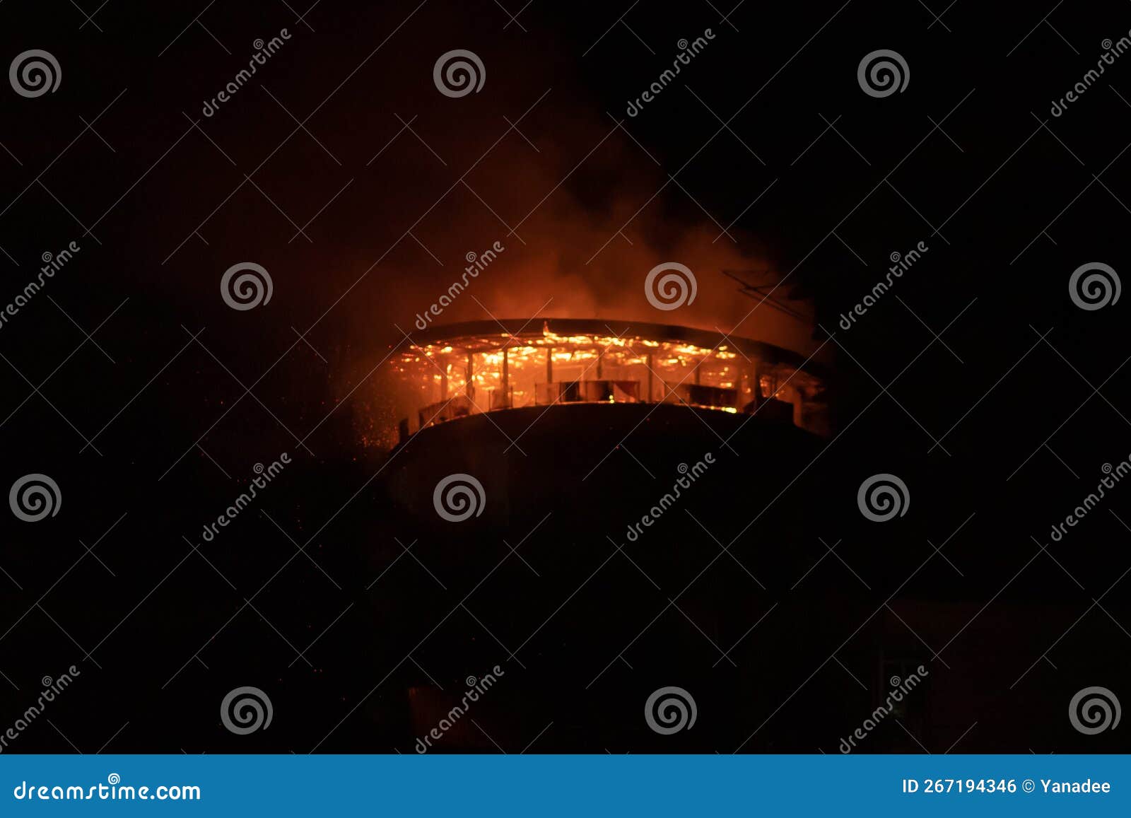 Burning House Capture by Flame, Roof on Fire at Night Stock Photo Image of risk, burning