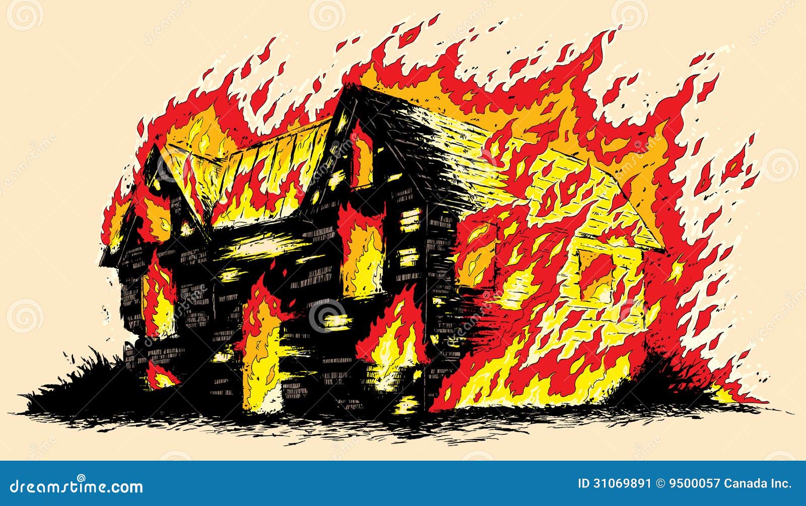 Burning house stock vector. Illustration of arson, shack - 31069891
