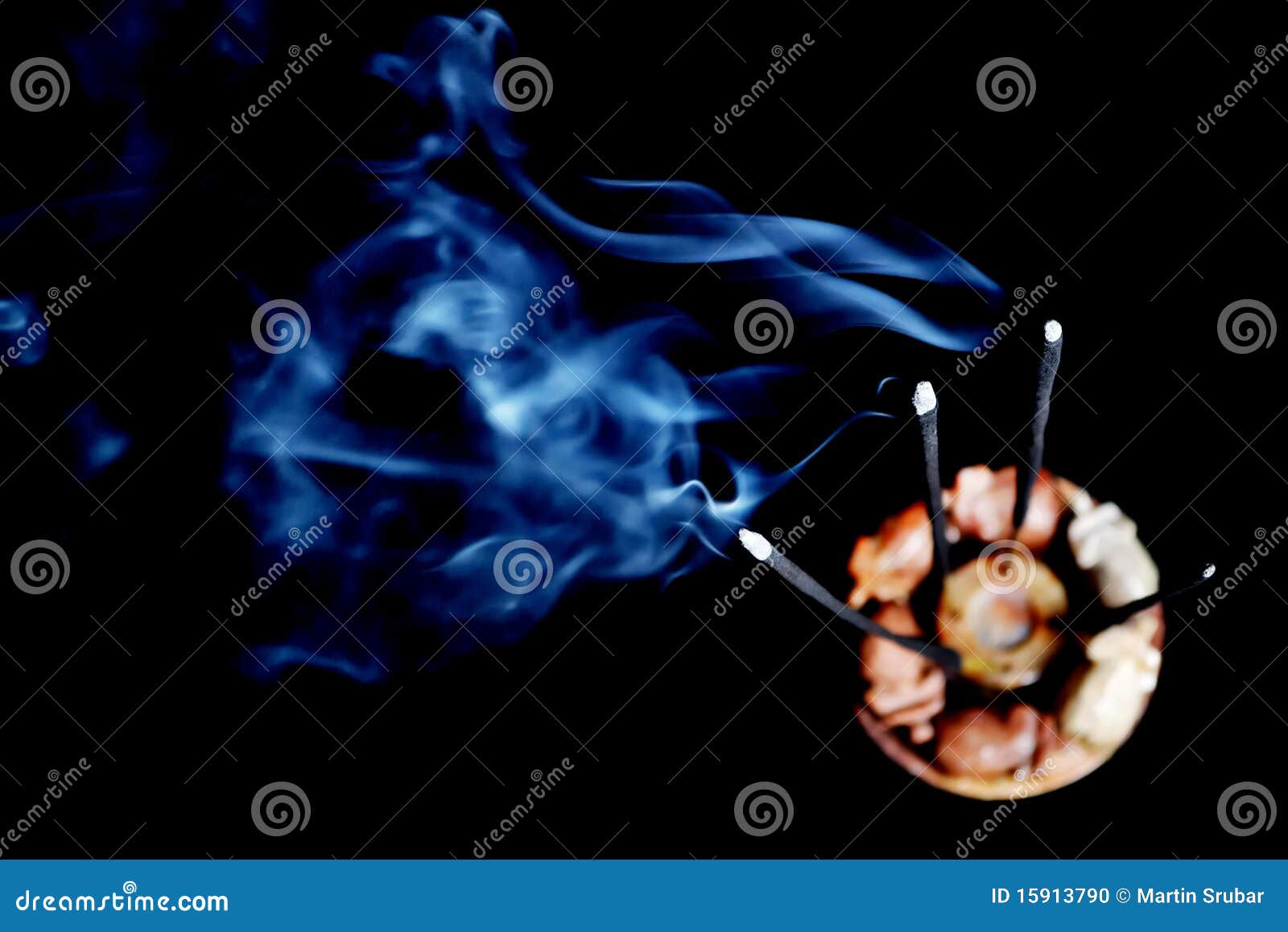 Burning incense with smoke stock photo. Image of four 15913790