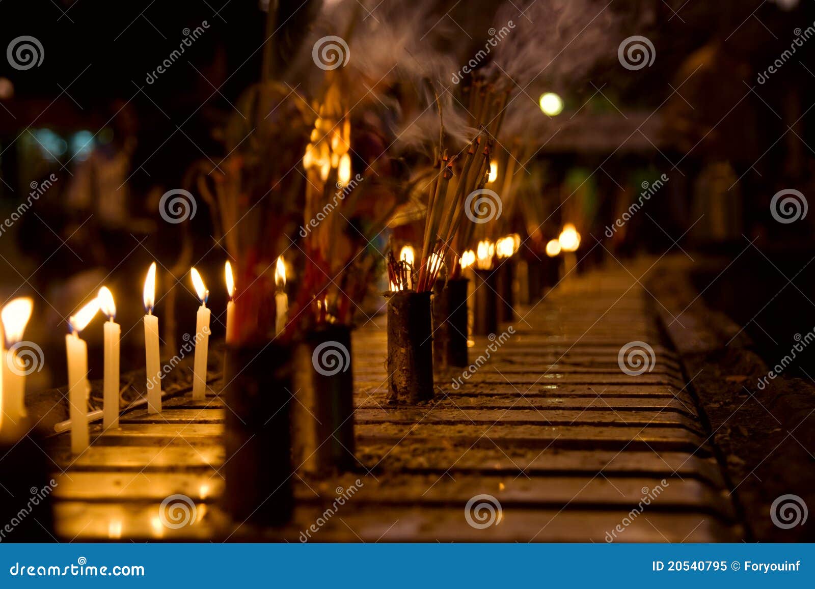 Burning Incense Sticks and Candle Stock Image Image of ceremony, candle 20540795