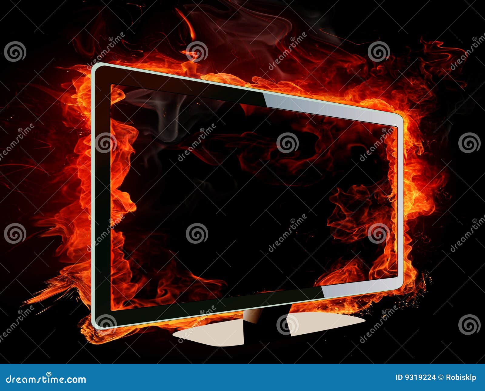 Burning lcd tv stock illustration. Illustration of television 9319224