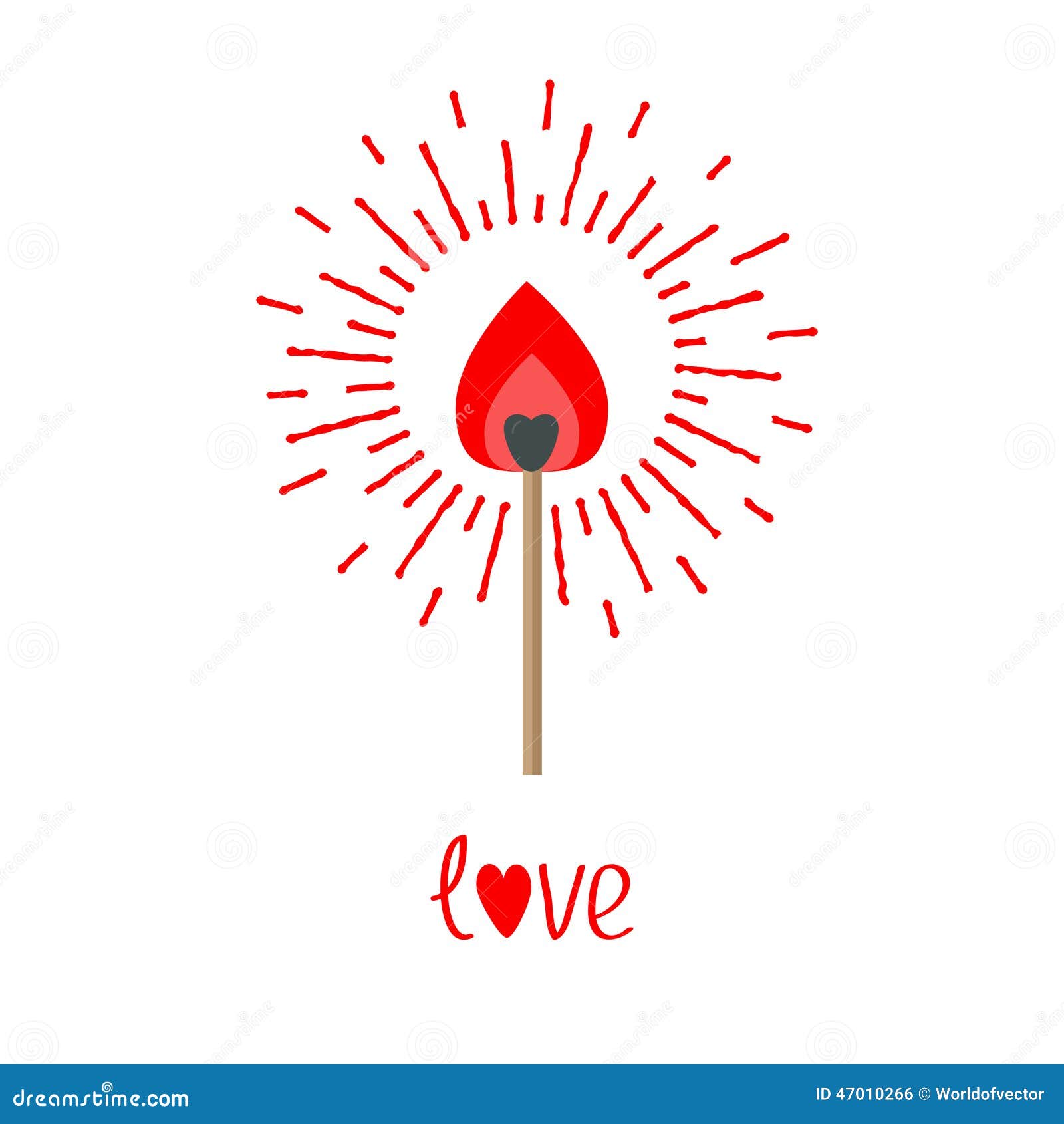 Burning Love Match with Red and Orange Fire Light Shining Sunlight