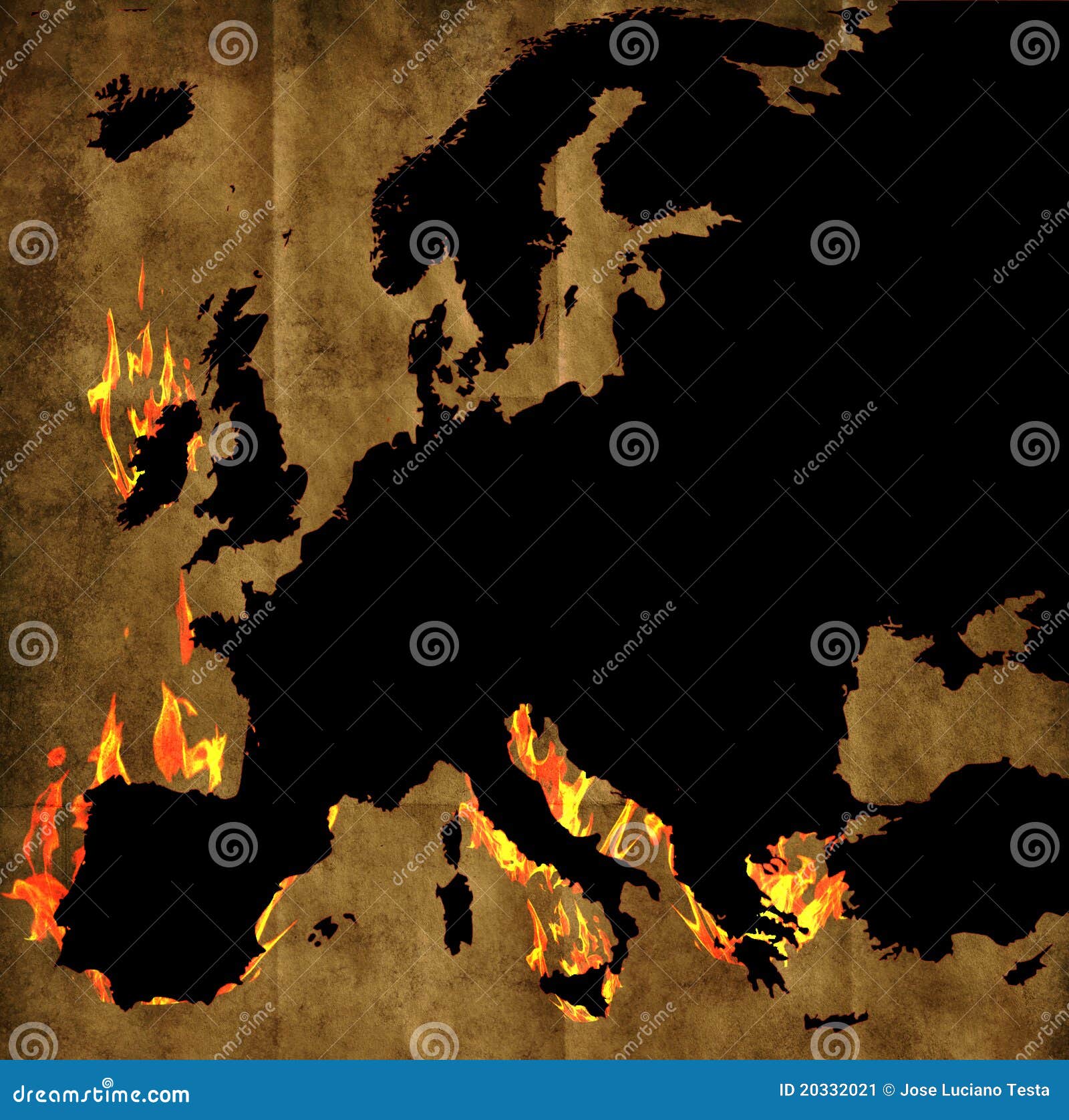 Burning Map Of Europe Stock Image Image 20332021