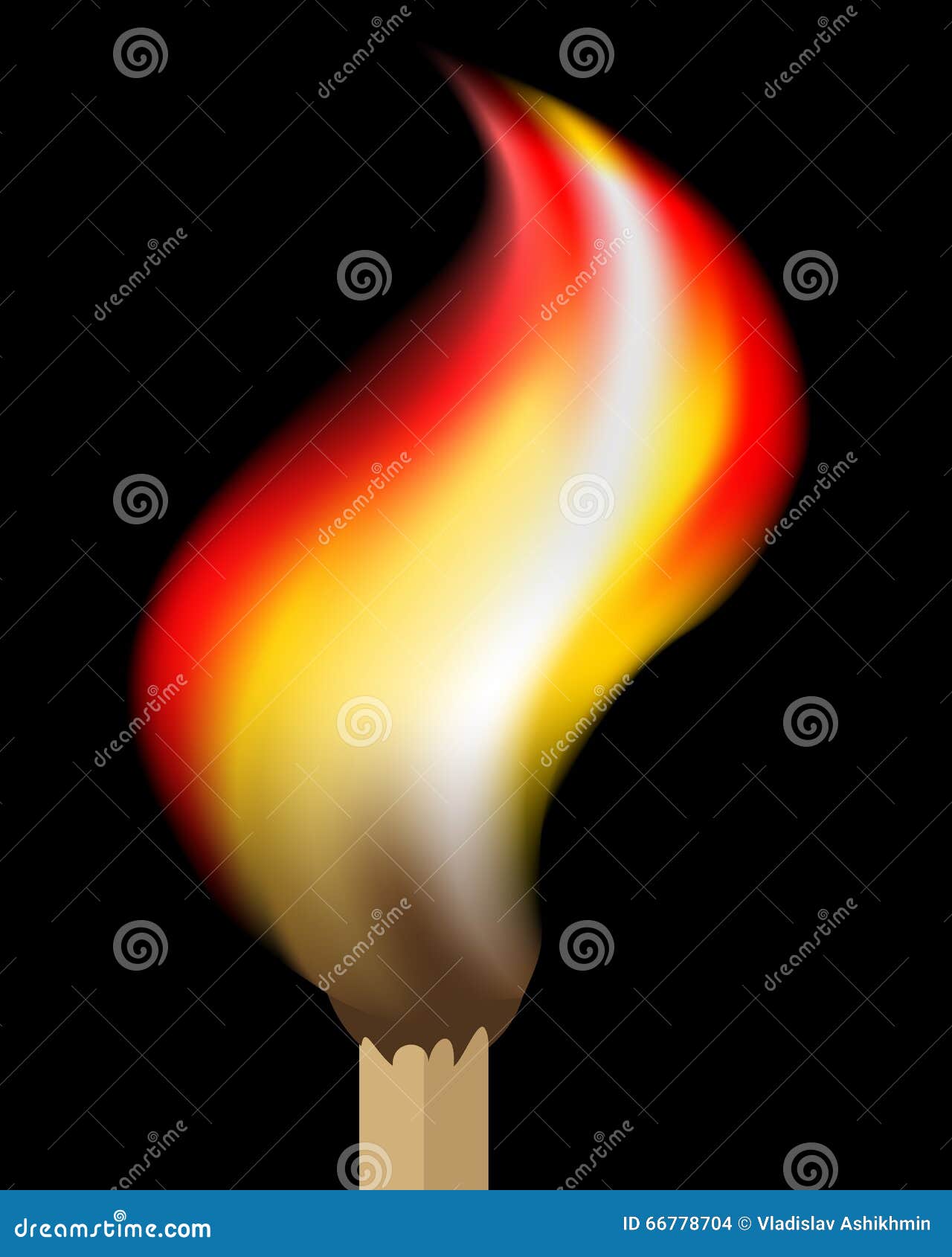 Burning match on black stock vector. Illustration of burn 66778704