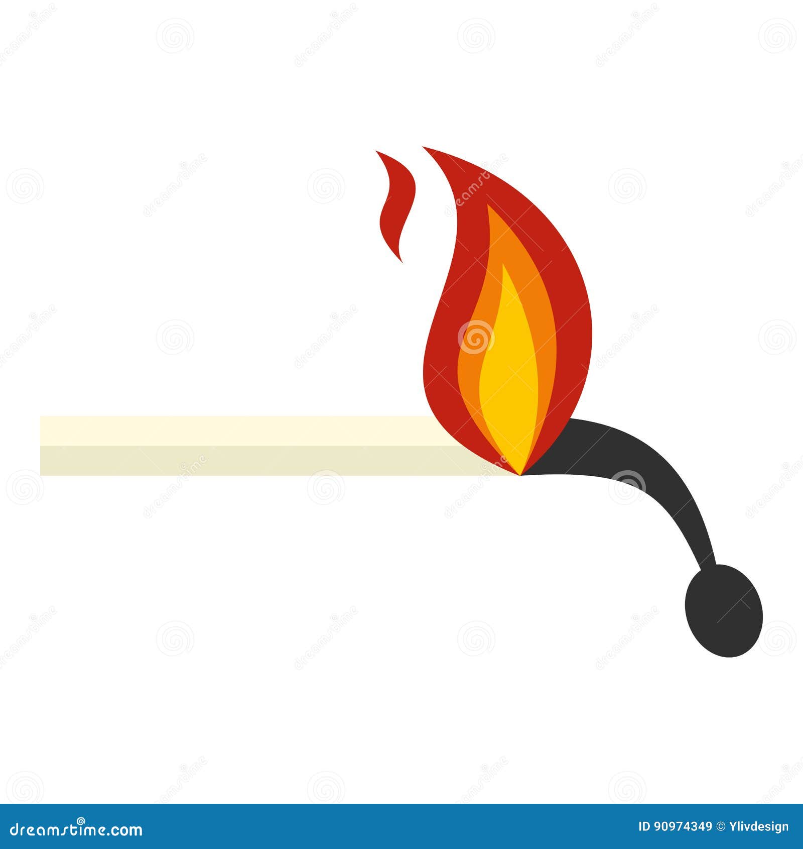 Burning Match Icon Isolated Stock Vector Illustration of matchstick
