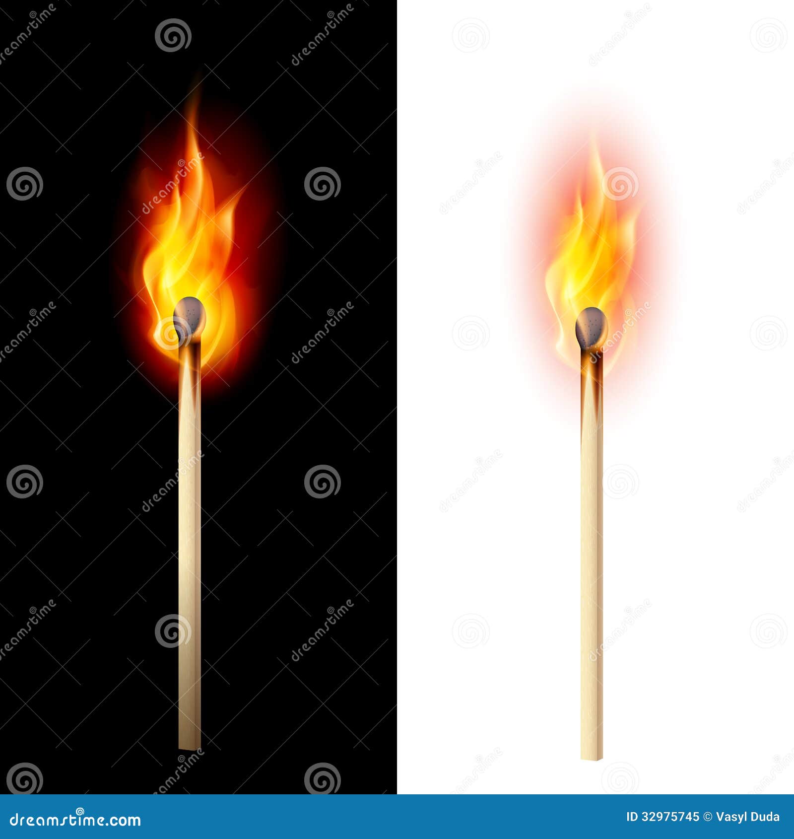 Burning match stock vector. Illustration of light, heat 32975745