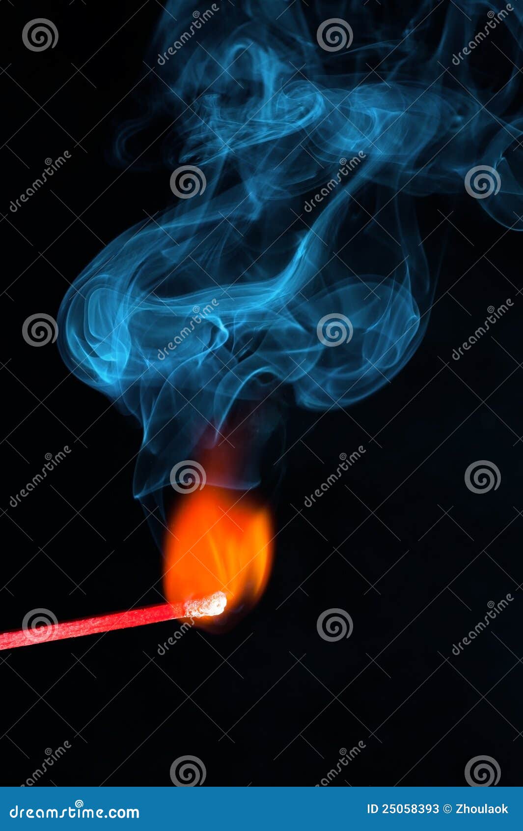 A burning match and smoke stock image. Image of darkness 25058393