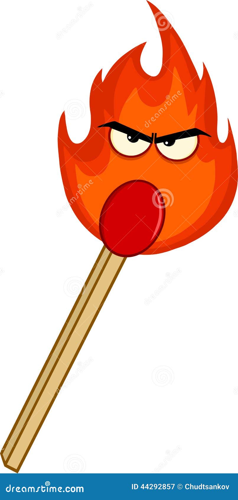 Burning Match Stick with Evil Flame Stock Vector Illustration of