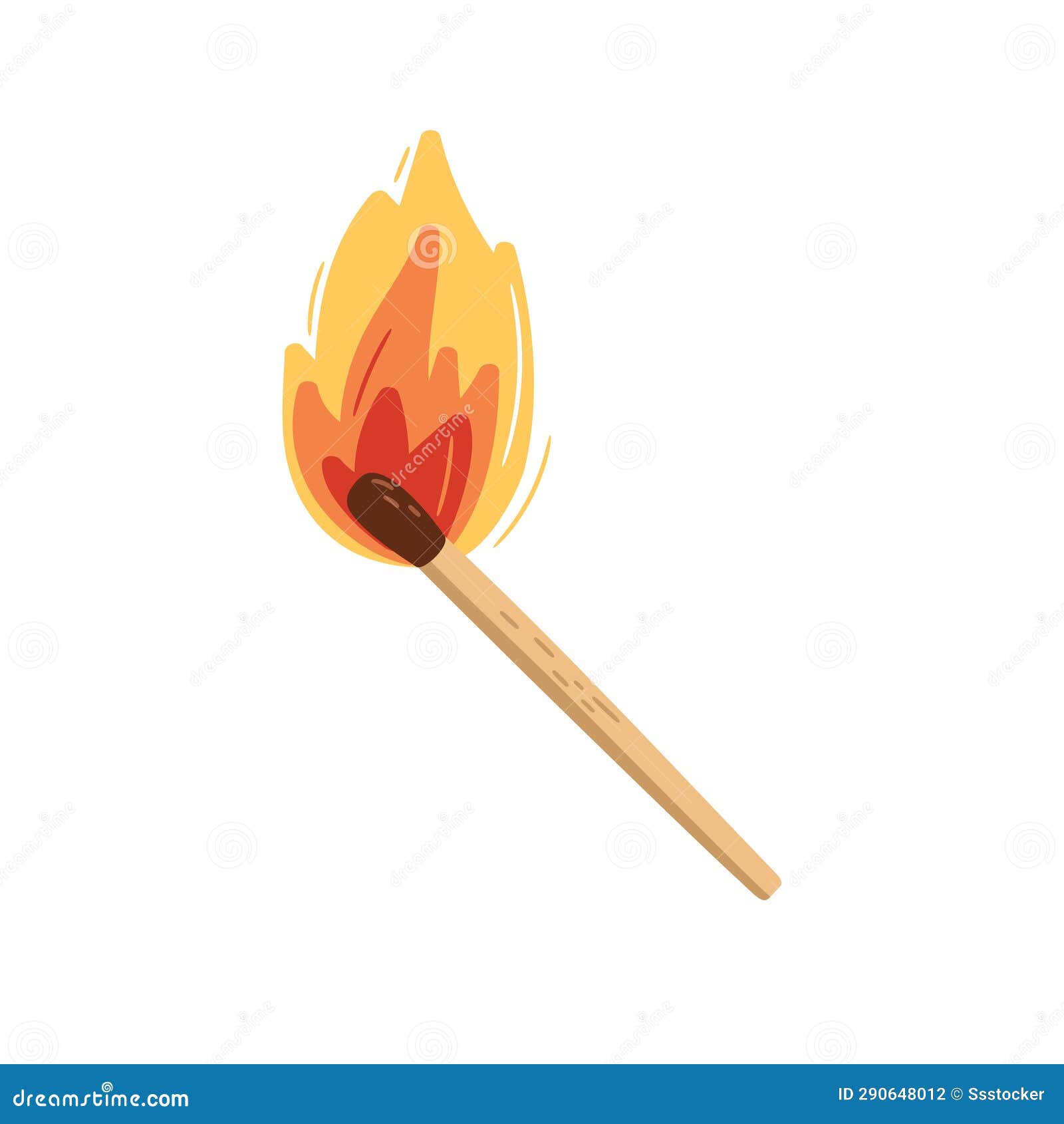 Burning Matchstick. Match Stick with Fire Vector Illustration Stock