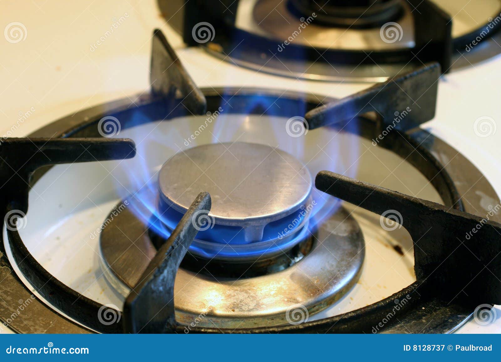 Burning Natural Gas in a Domestic Hob Burner. Stock Image Image of