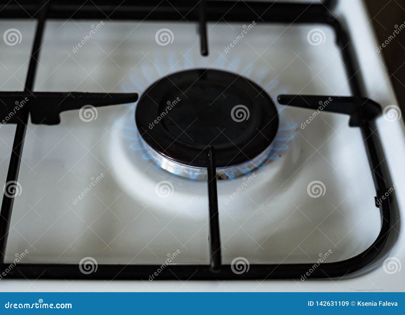 Burning Natural Gas in the Kitchen Gas Stove Stock Image Image of