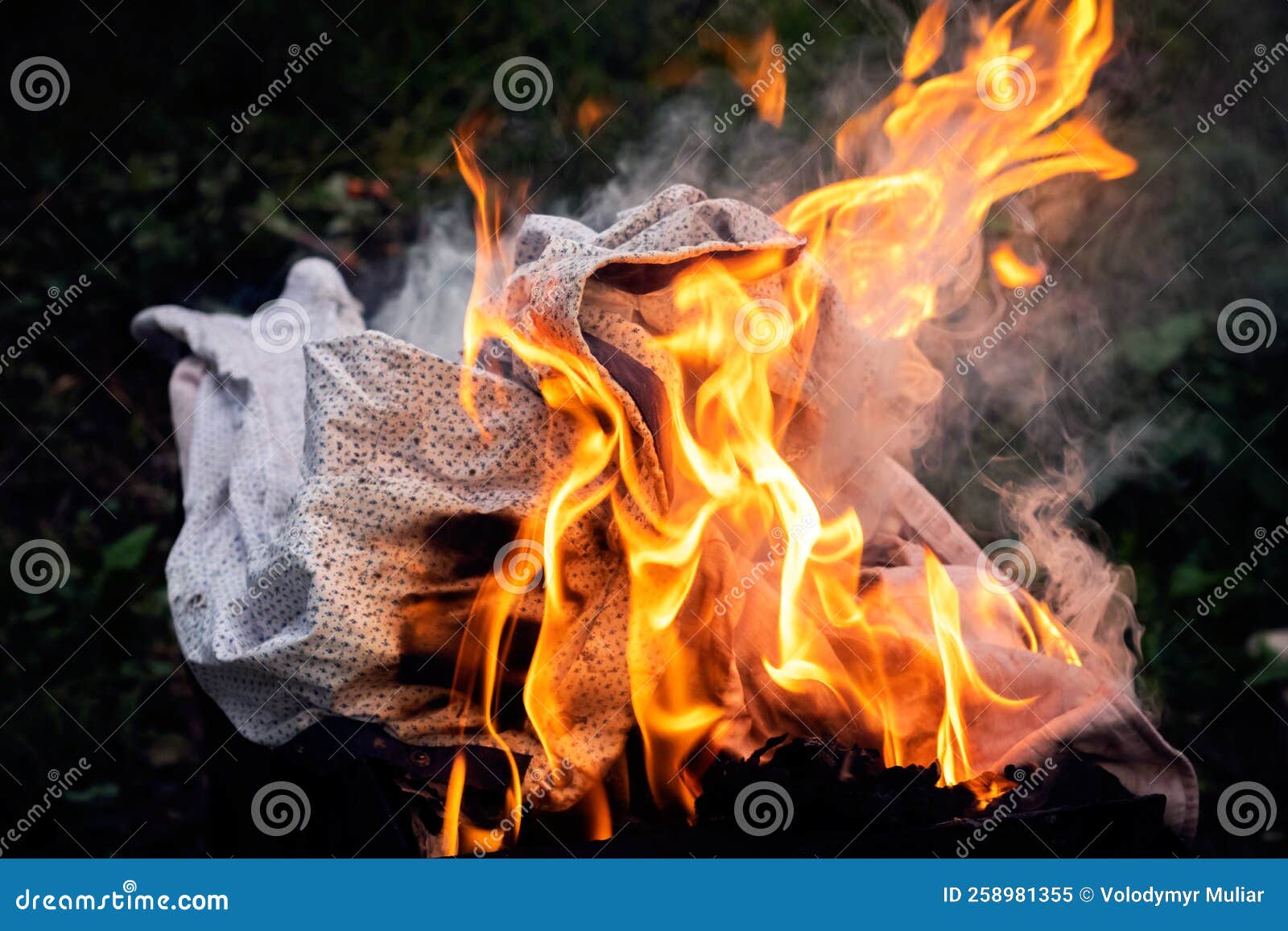 Burning Old Clothes. Burning Clothes after an Outbreak of Infectious Diseases Stock Image