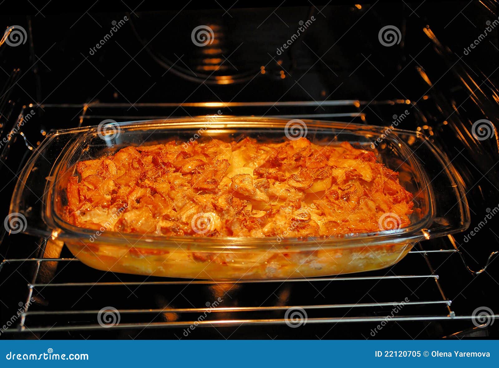 Burning oven with a dish stock image. Image of dish, fire 22120705