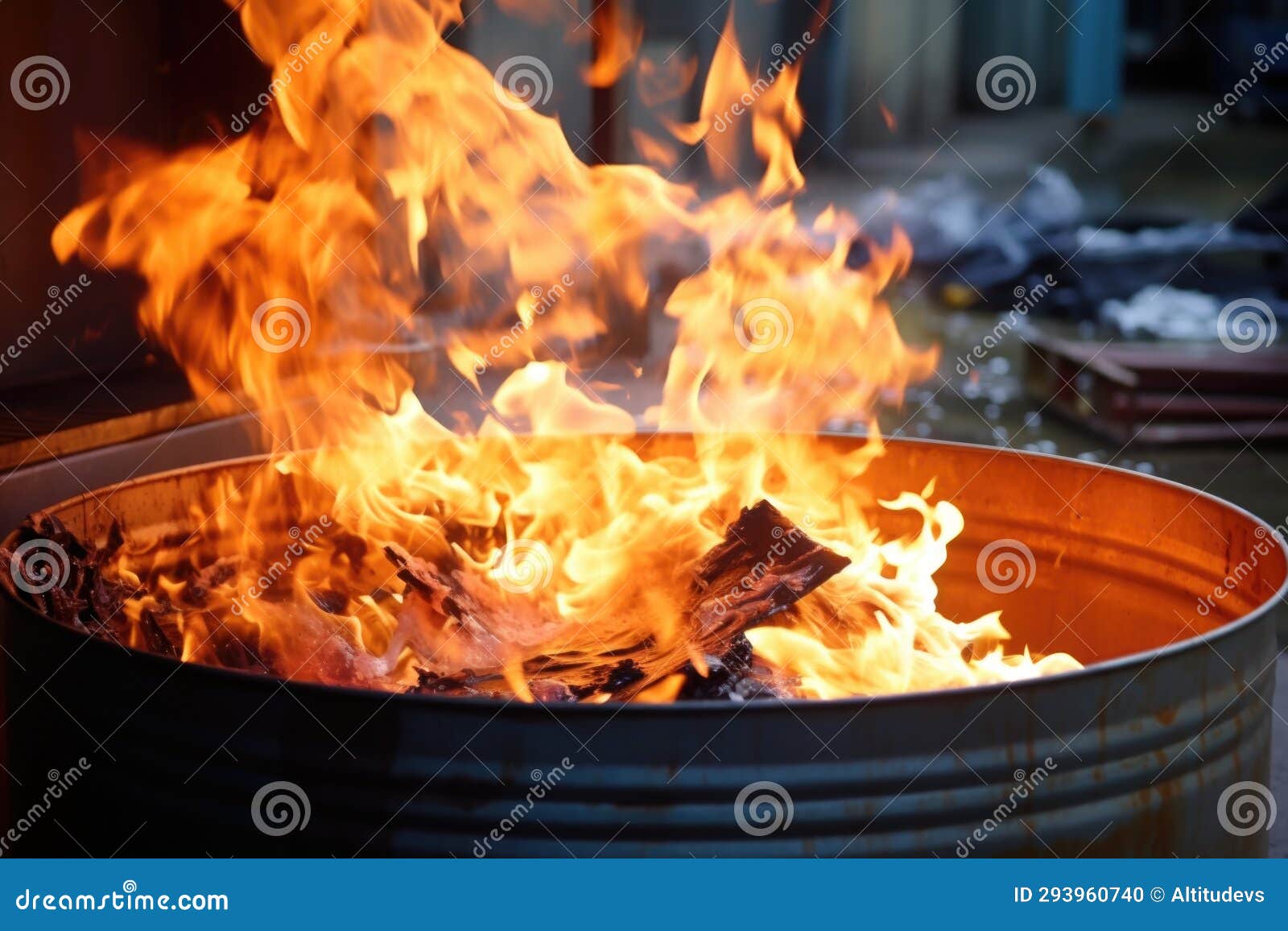 Burning Paper in a Steel Barrel Stock Photo Image of steel