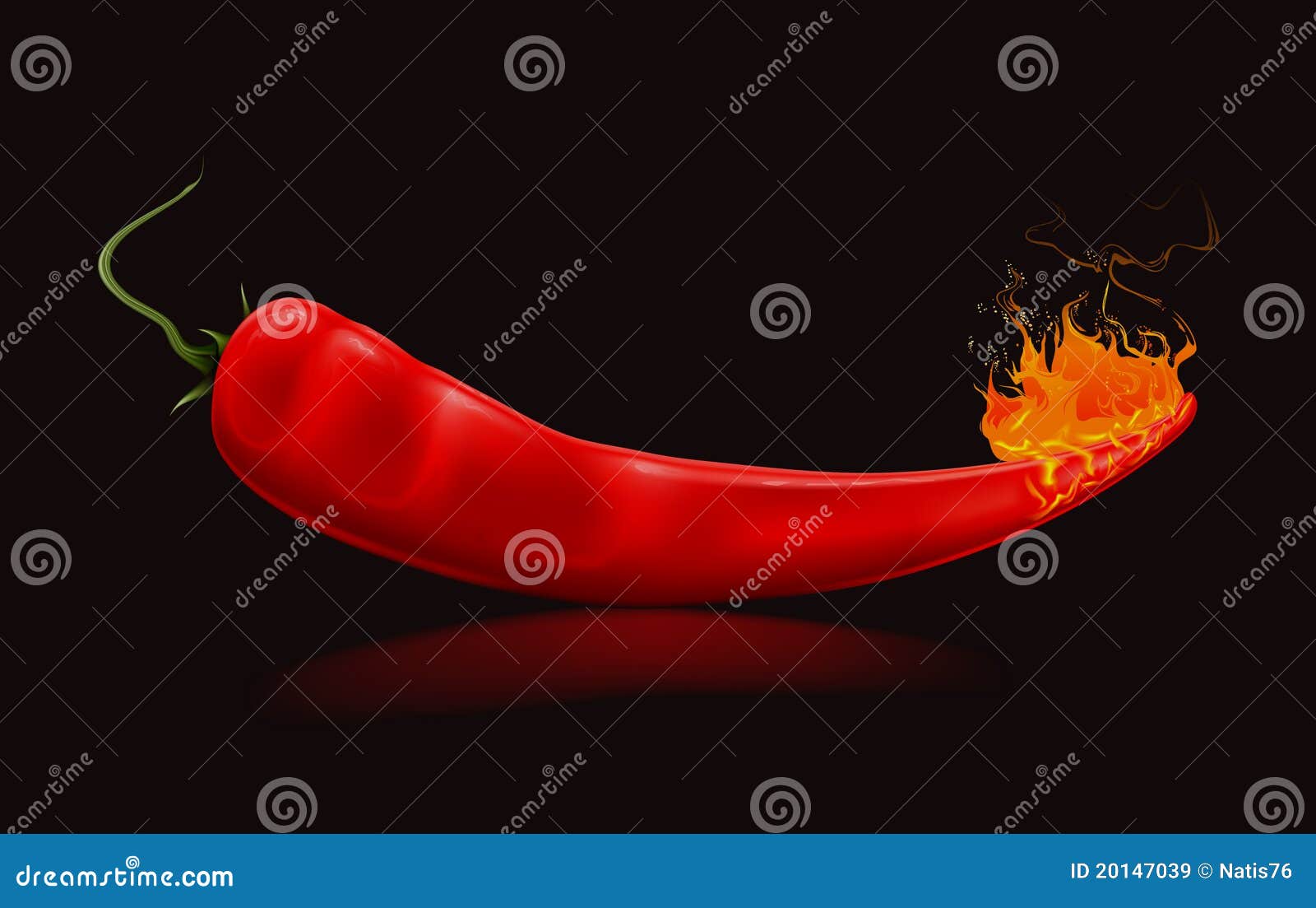 Burning pepper in black stock vector. Illustration of black 20147039