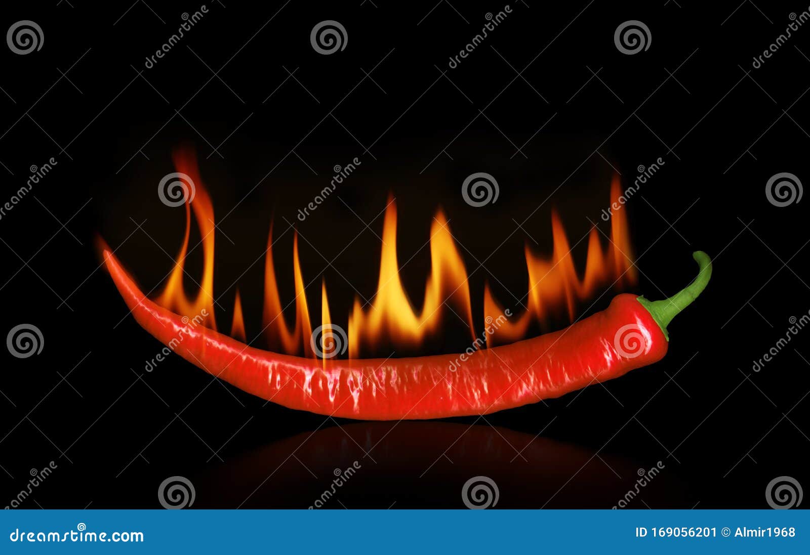 Burning pepper on black stock image. Image of color 169056201