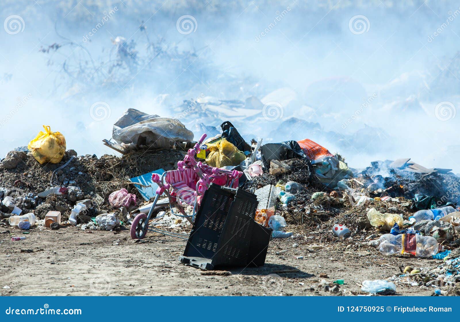 Burning Pile of Garbage, Cause of Air Pollution. Pollution Concept