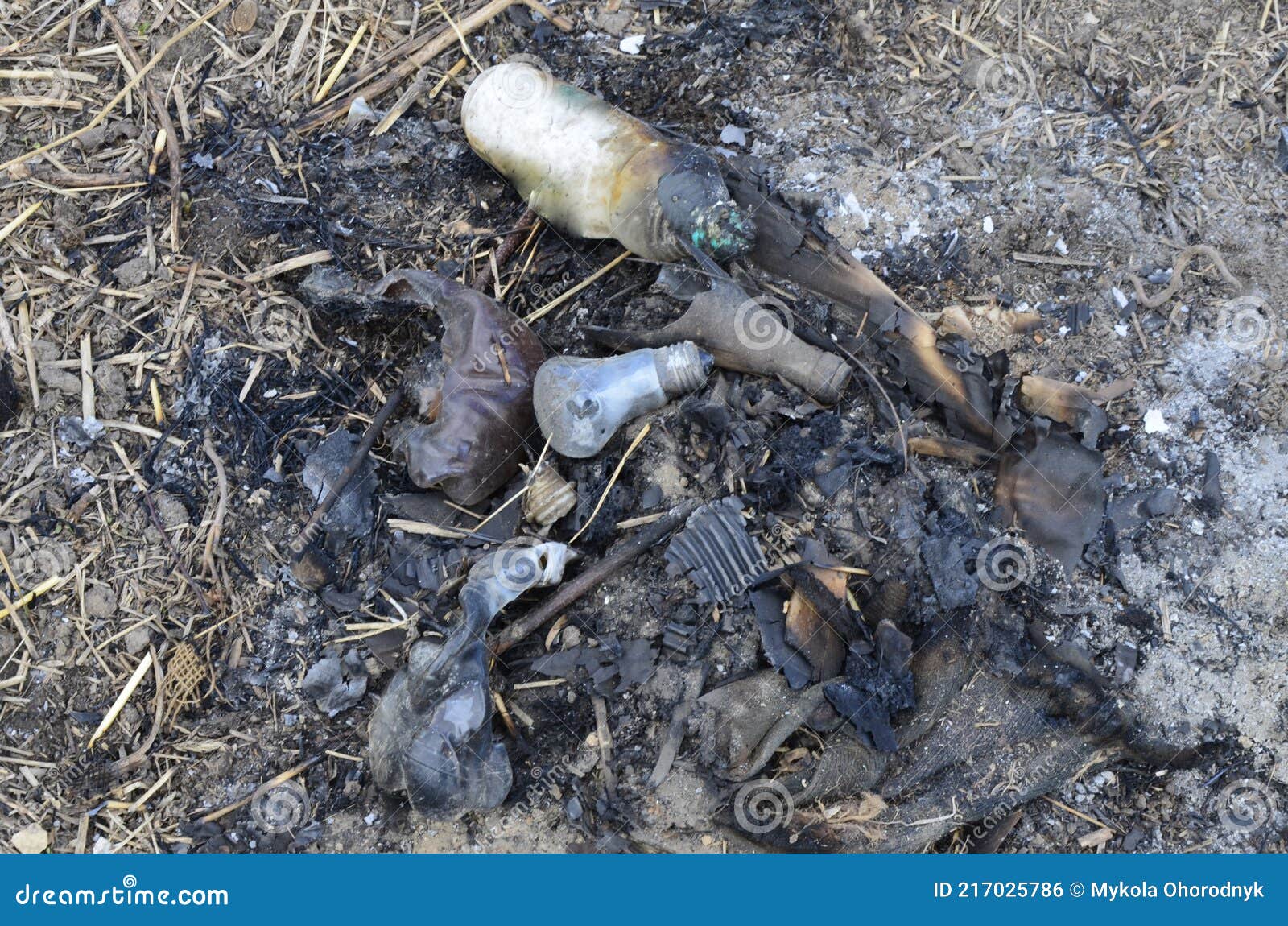 Burning the Plastic Garbage.Plastics and Polystyrene Wastage Burning