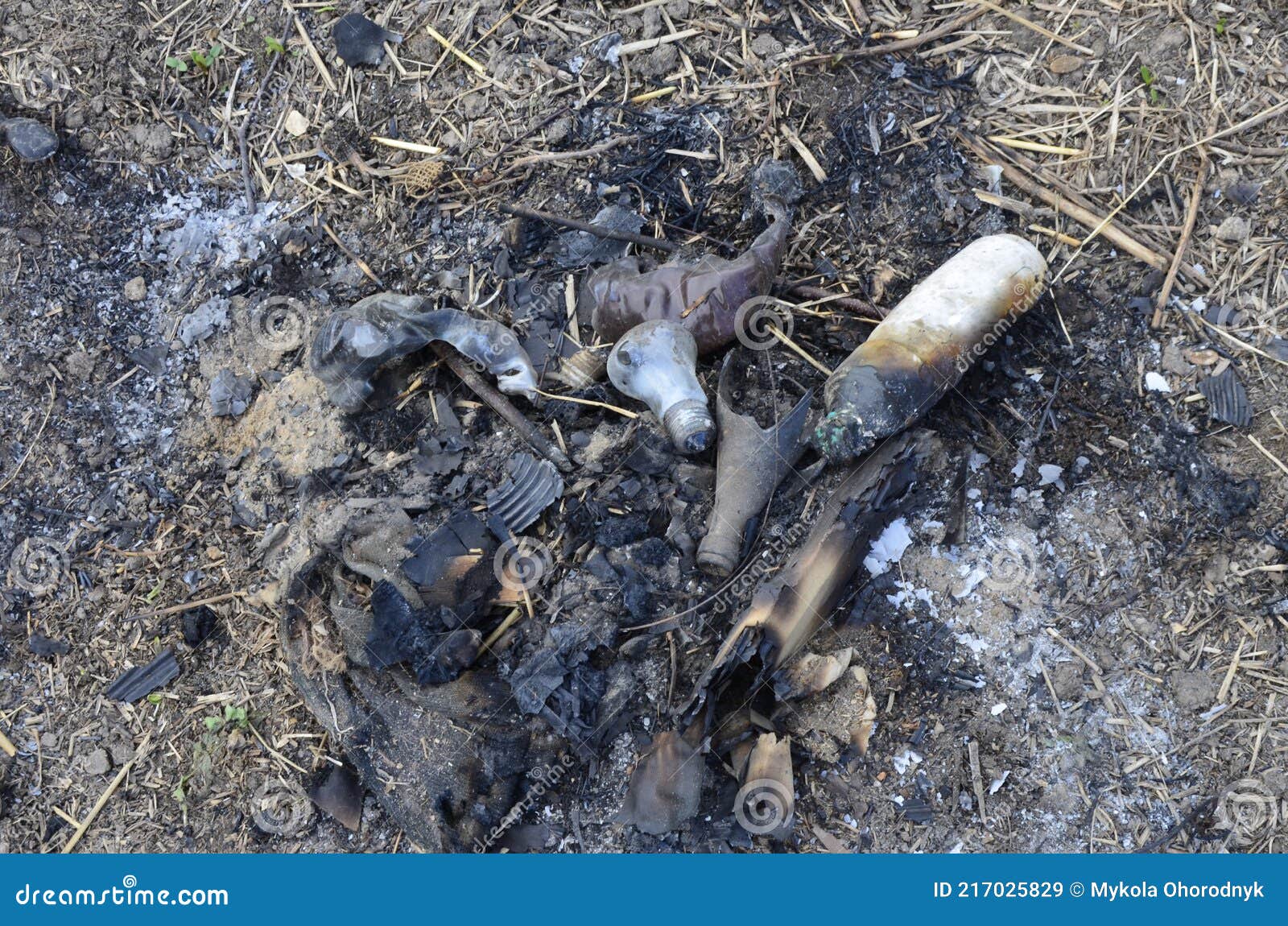 Burning the Plastic Garbage.Plastics and Polystyrene Wastage Burning