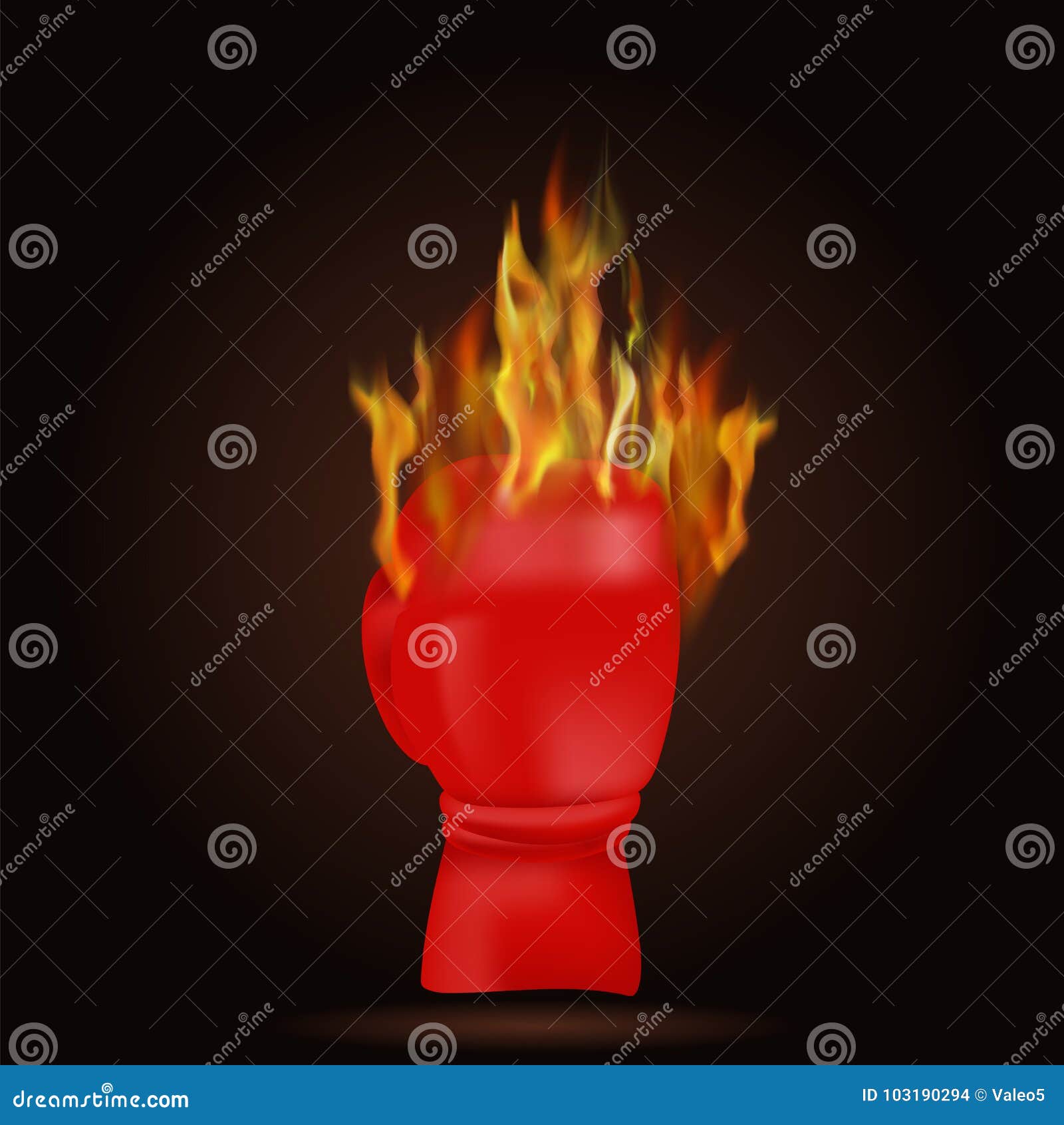 Burning Red Glove with Fire Flame Stock Illustration Illustration of
