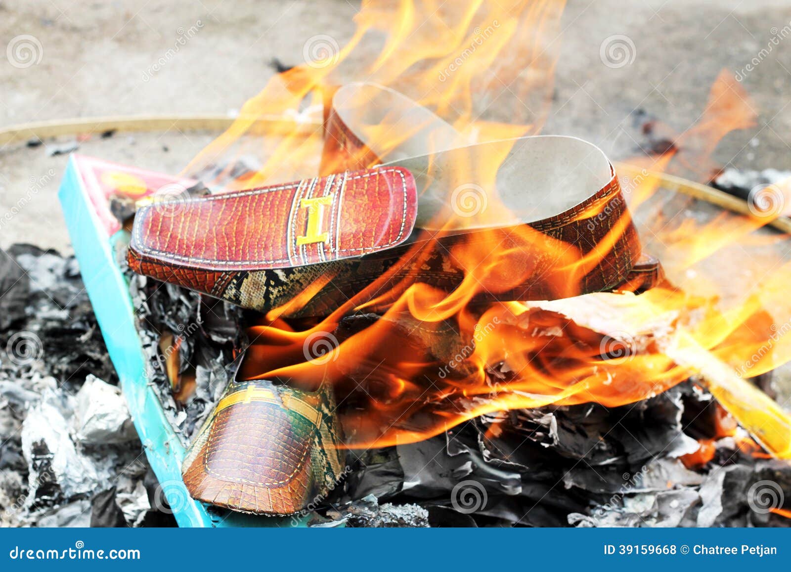 Burning Shoes Ghost for Chinese Ghost Stock Photo - Image of gold ...