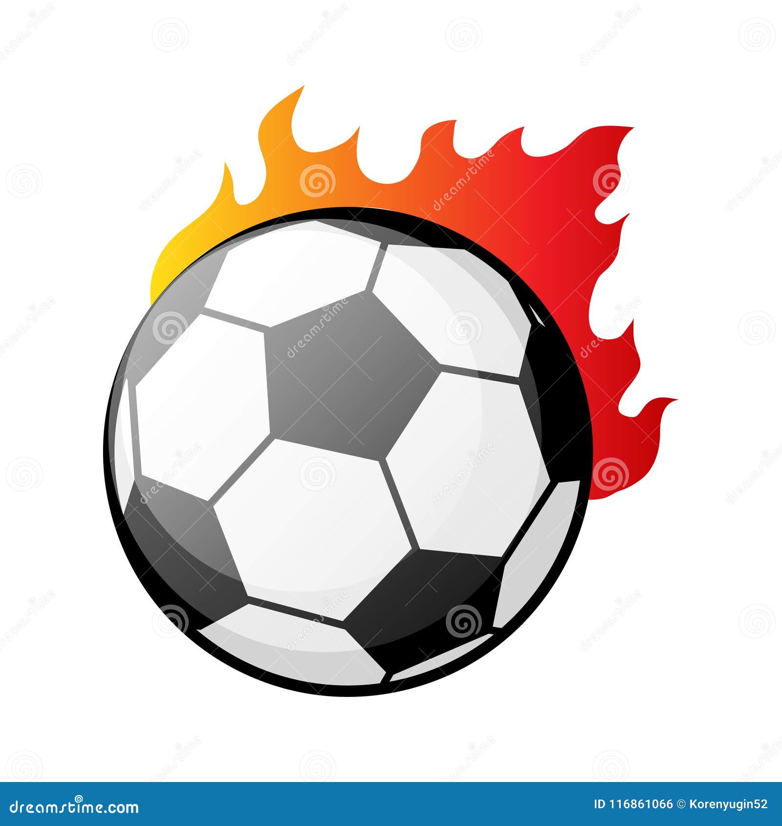 Burning Soccer Ball in Flames Vector Illustration Stock Vector
