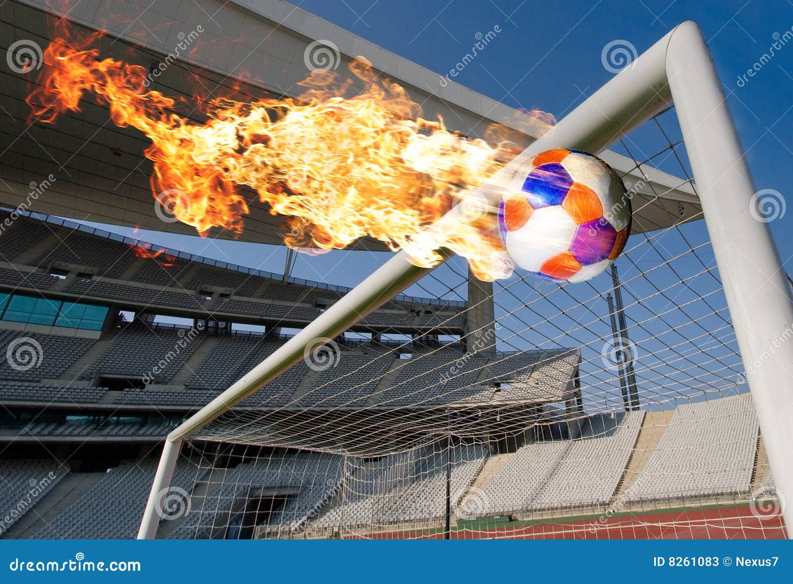 Burning Soccer Ball Heading the Goal Stock Image Image of hall