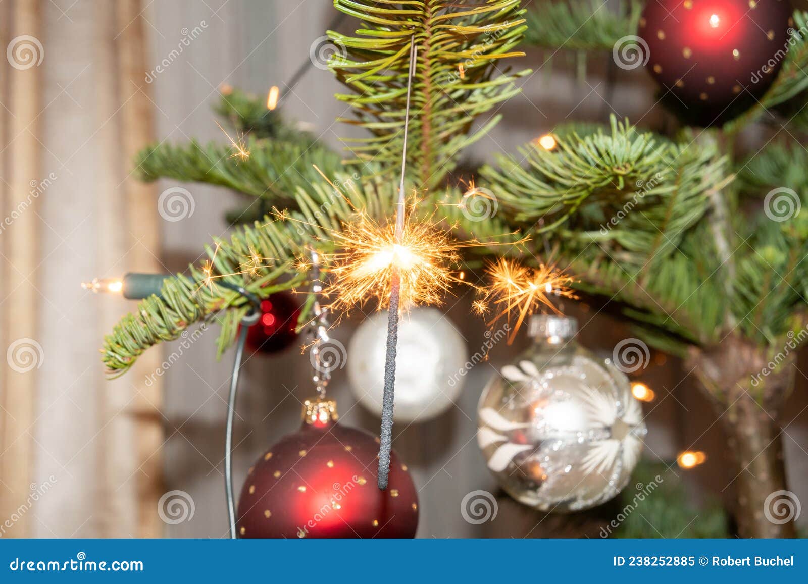 Burning Sparkle Lights on a Christmas Tree Stock Image Image of tree