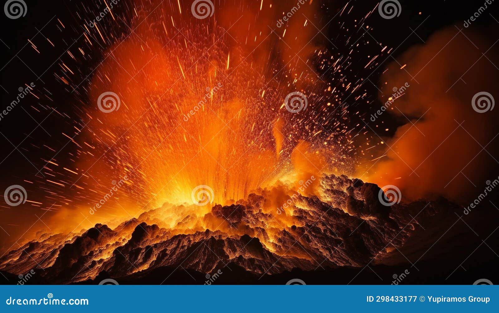 Burning Steel Mill Pouring Liquid Fire, Vibrant Danger Erupting