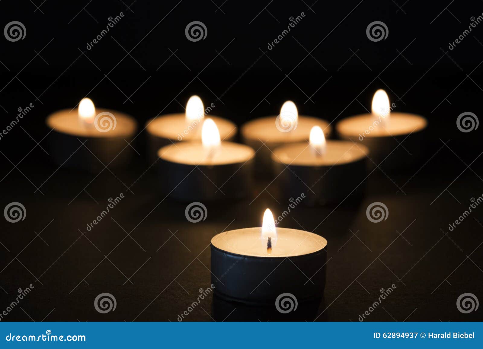 Burning Tealights in Darkness Stock Image Image of lights, burning 62894937