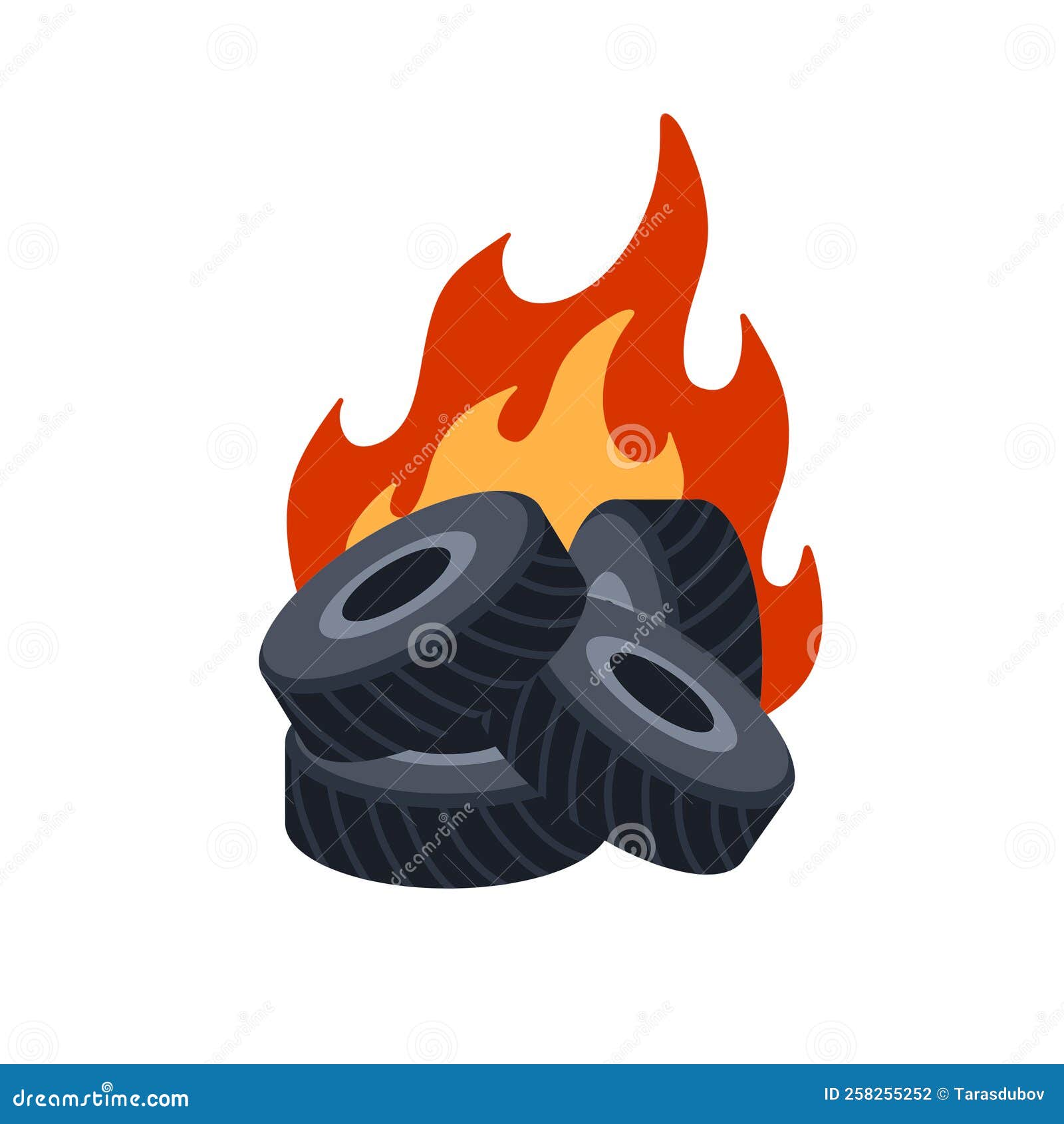 Burning Tire. the Old Wheel Stock Illustration Illustration of