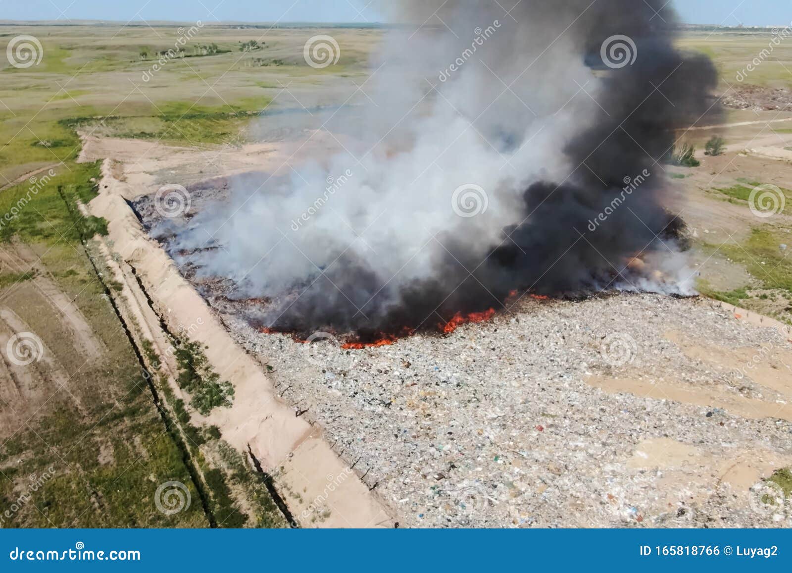 Burning Trash. Fire at the Landfill Stock Photo Image of flame, fire
