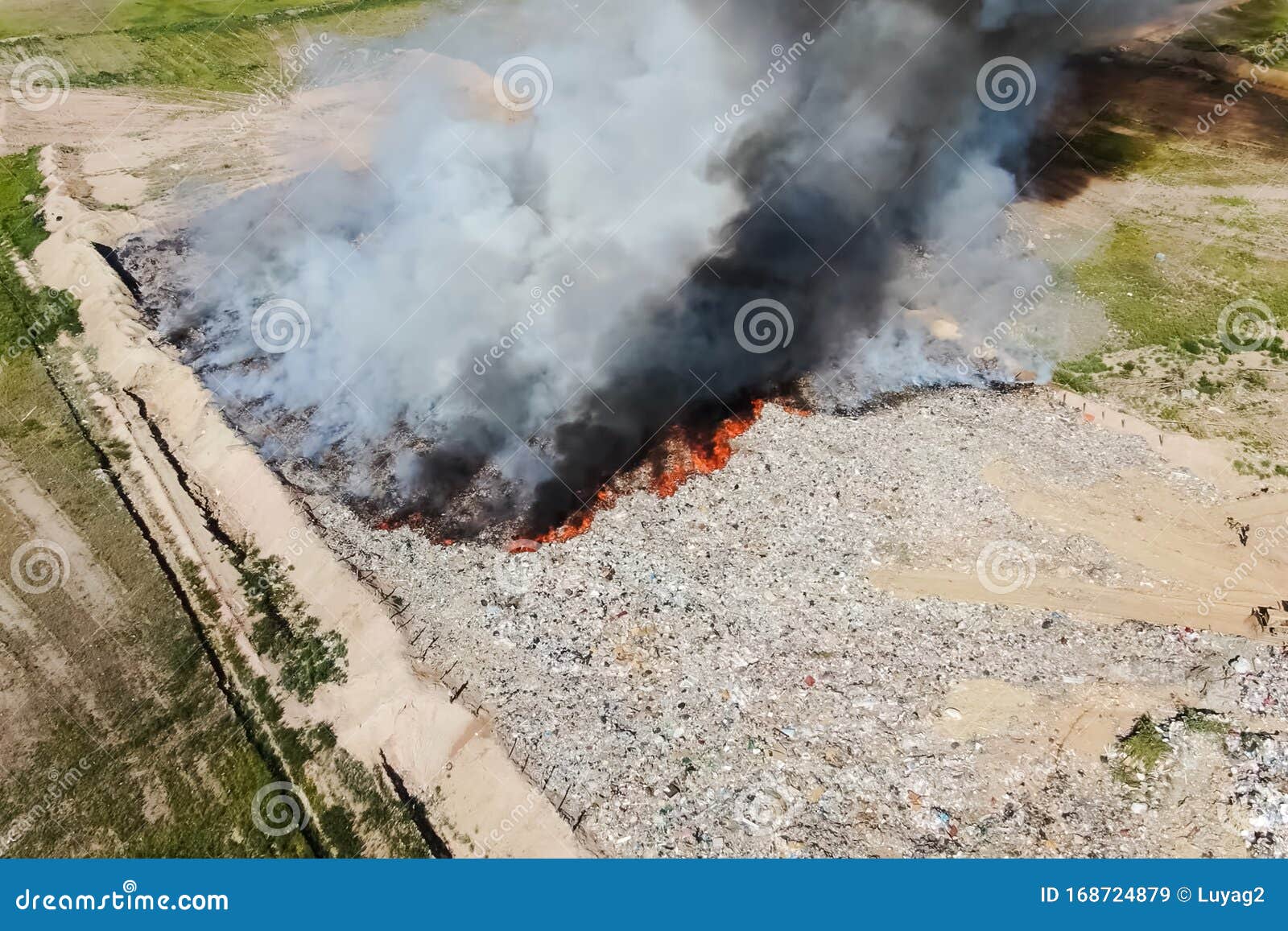 Burning Trash. Fire at the Landfill Stock Image Image of bottle