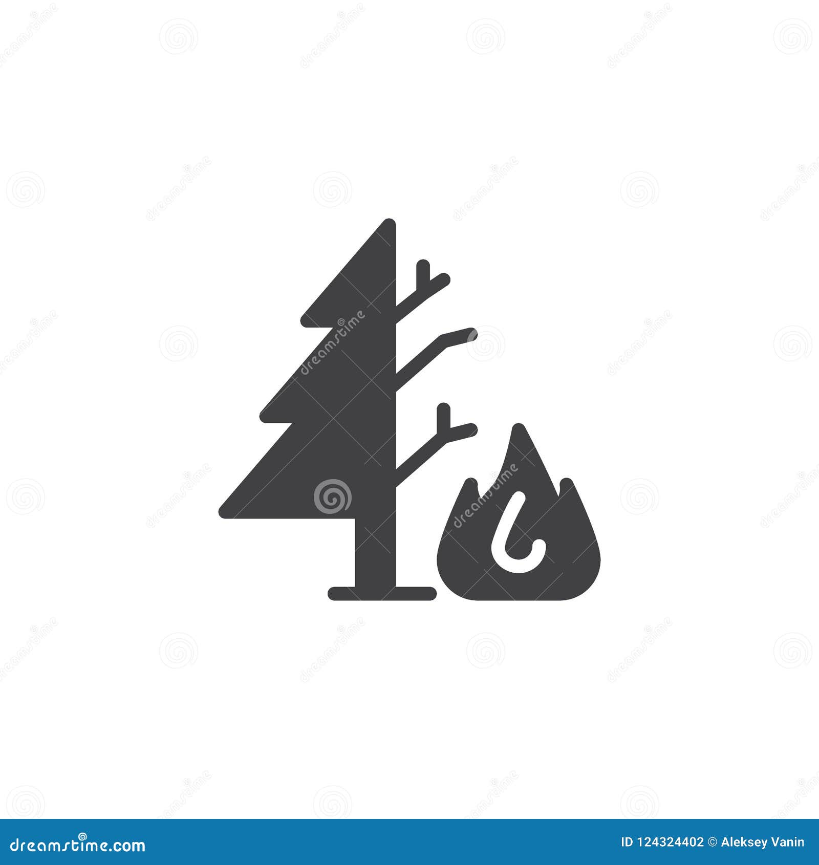 Burning tree vector icon stock vector. Illustration of solid 124324402