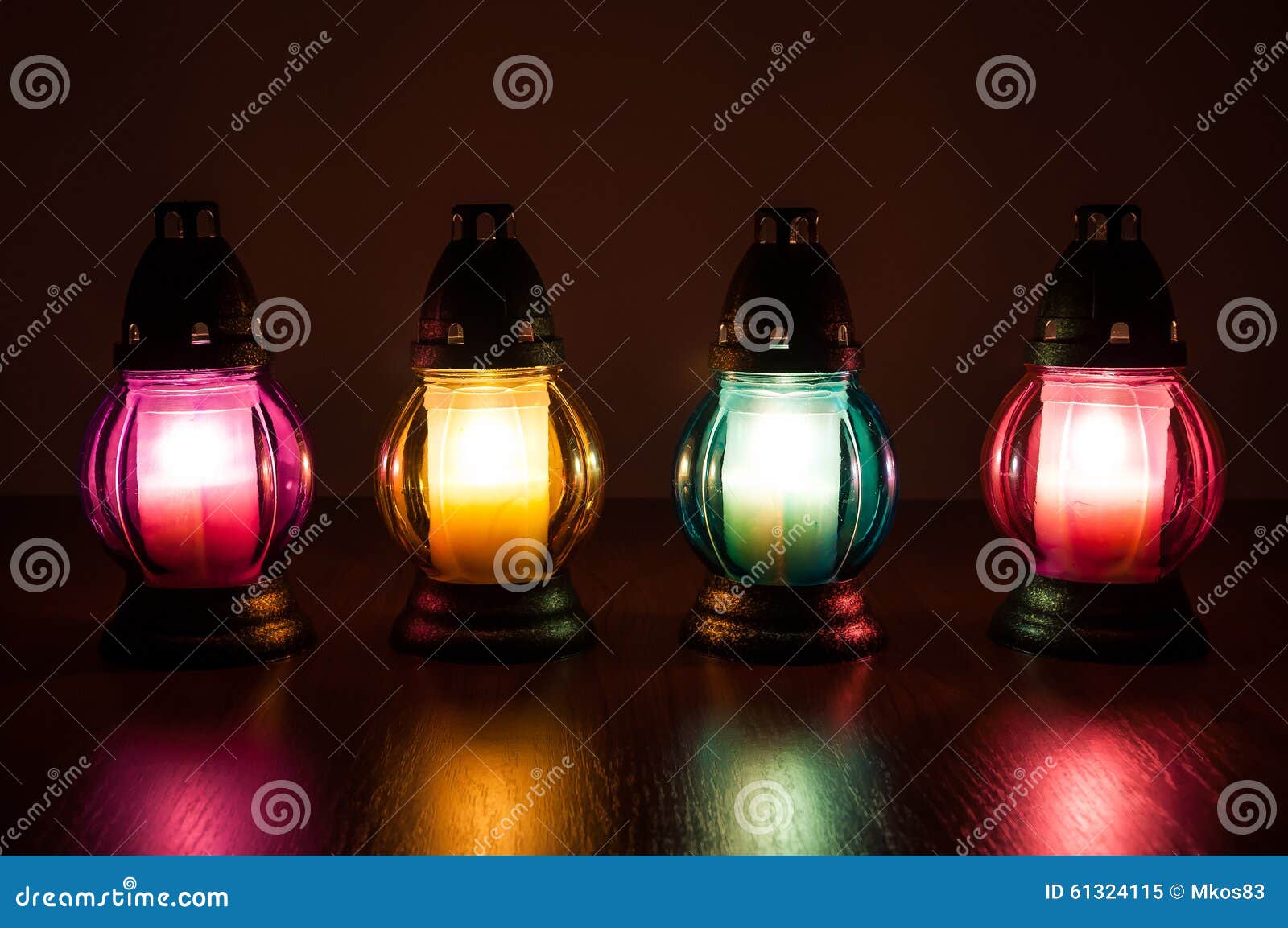 Burning Votive Candles in the Dark Stock Image Image of light, graveyard 61324115