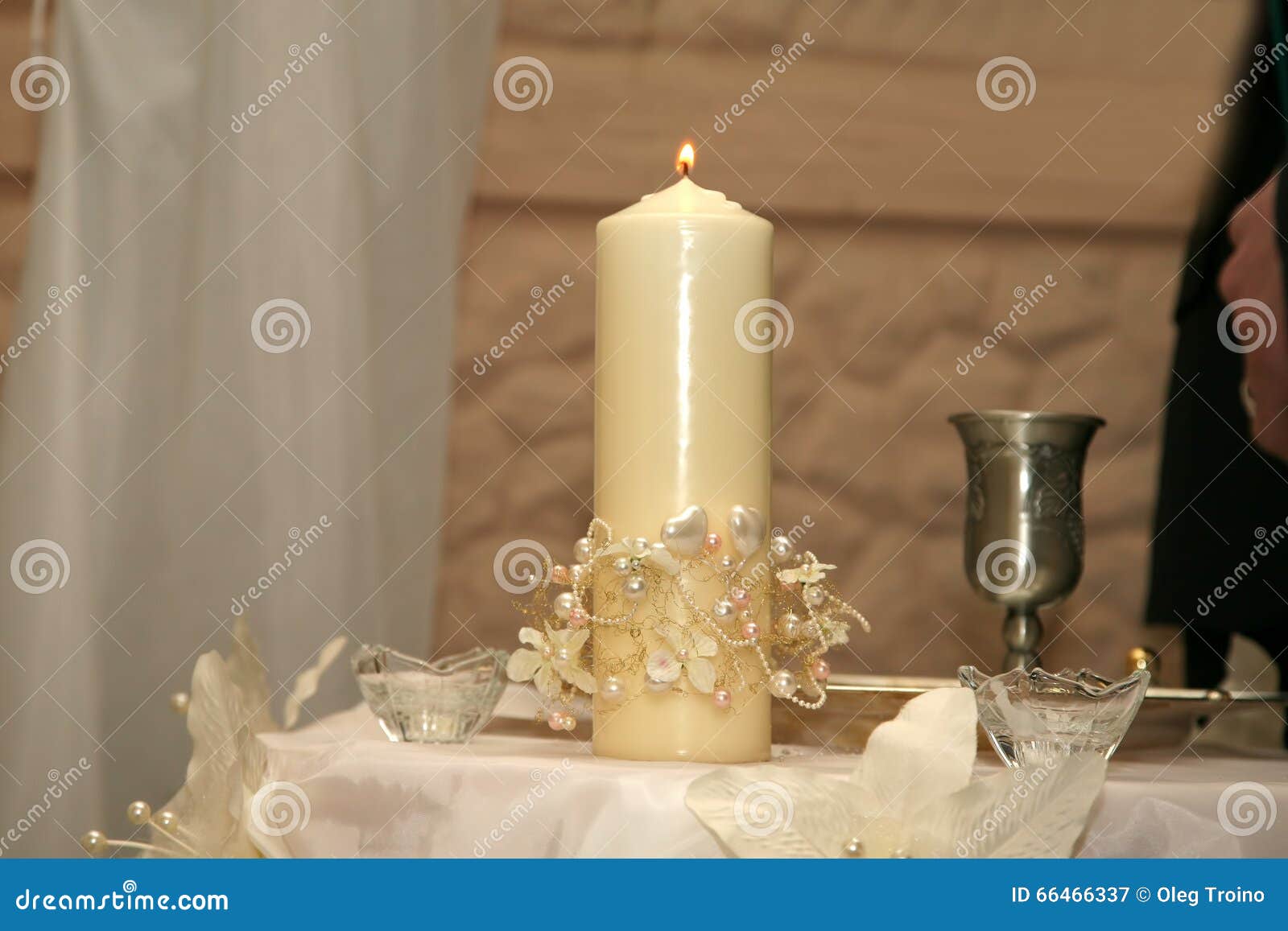 Burning Wedding Candle at the Ceremony Stock Image Image of event