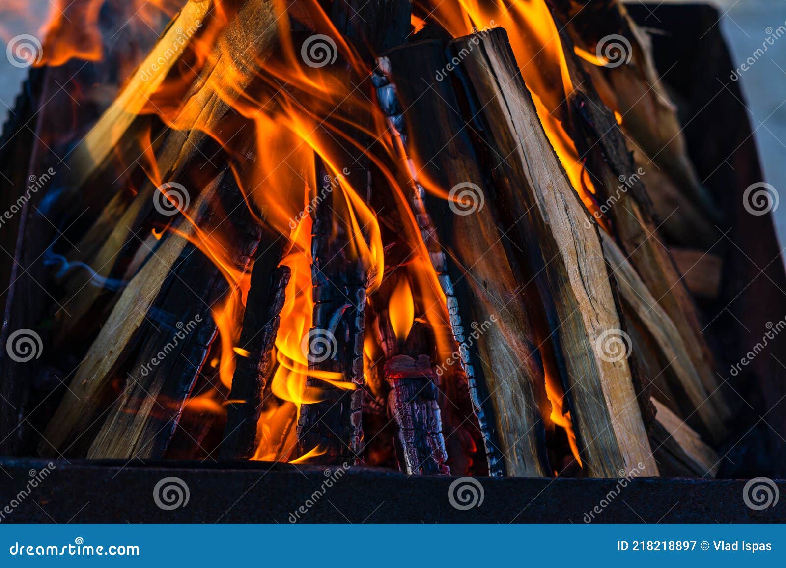 Burning Wood Chips To Form Coal. Barbecue Preparation, Fire before