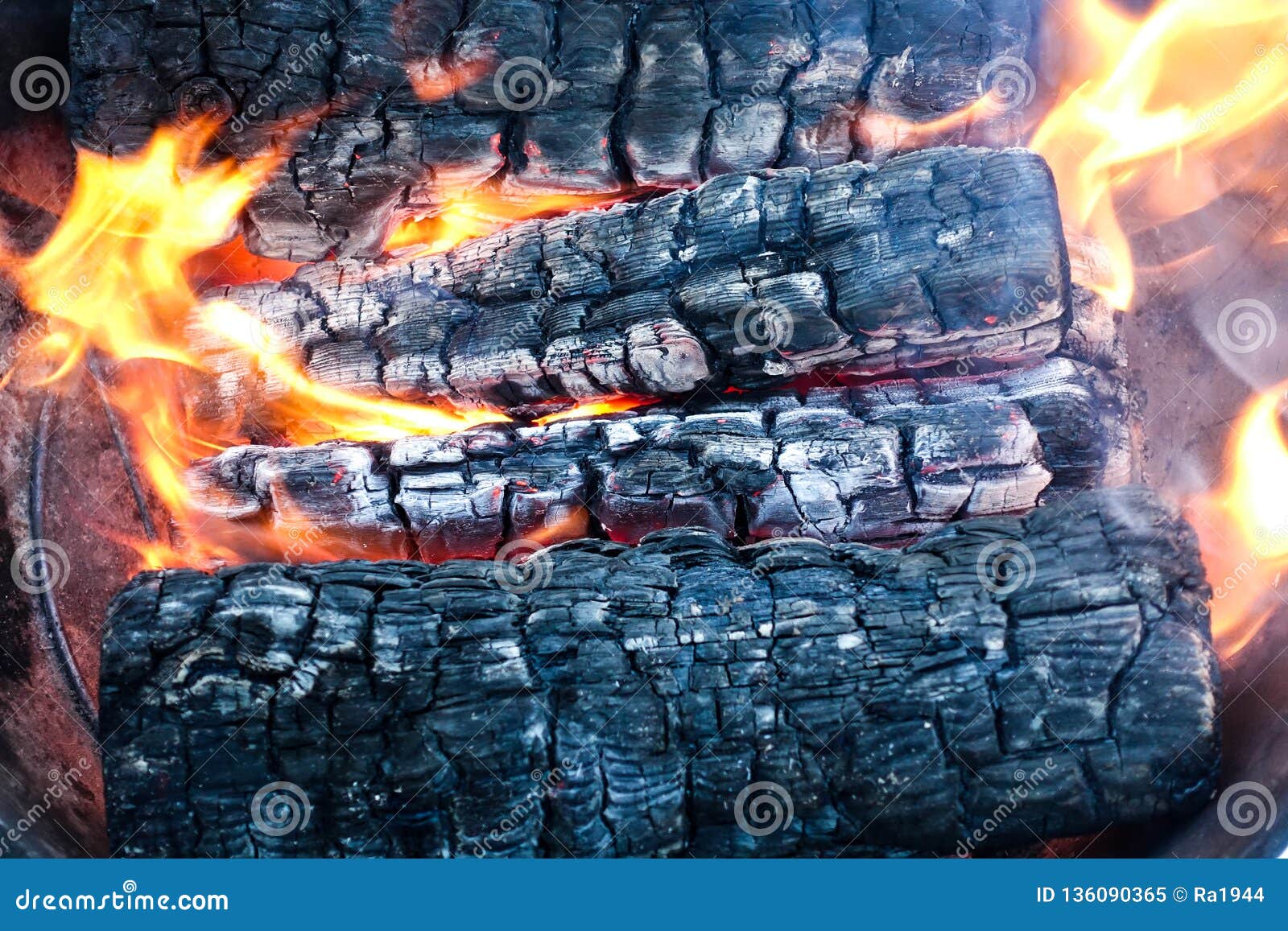 Burning Wood in a Firebox. Firewood Turns To Coal Stock Image Image