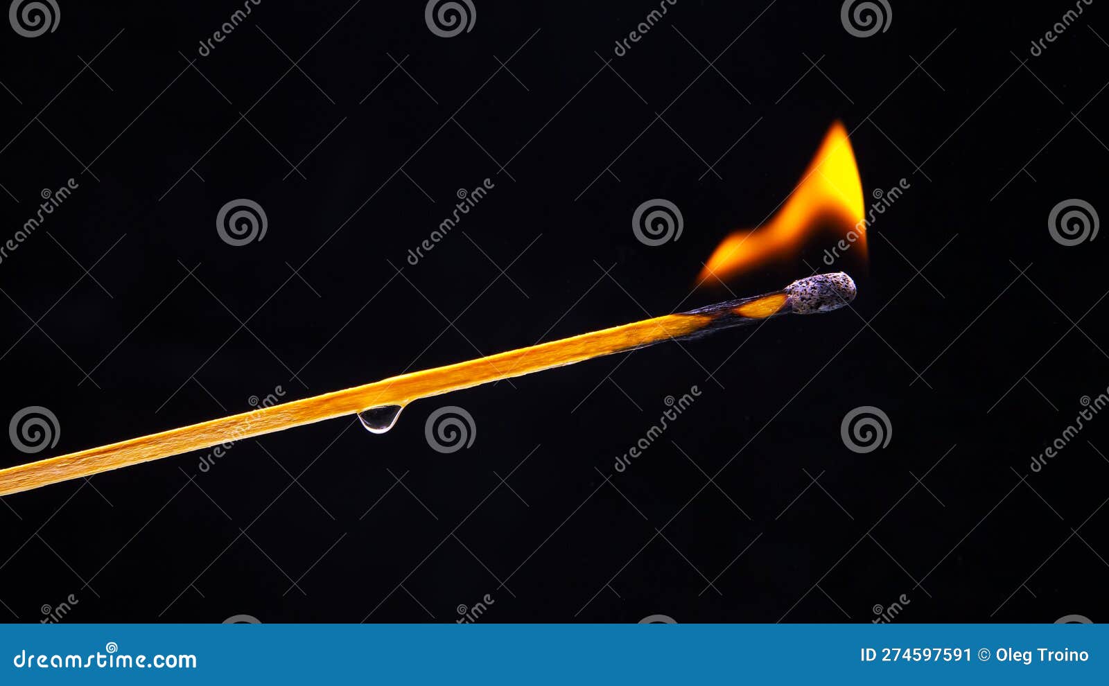 Burning Wood Match on a Dark Background Closeup. Burning Tree Fire
