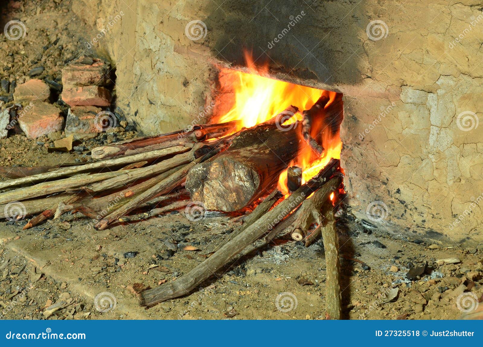 Burning Wood To Make Charcoal Stock Photo Image of ember, charcoal