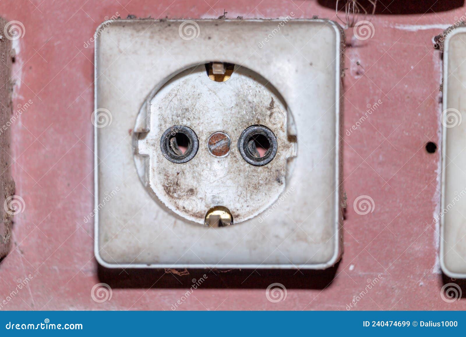 Burnt Electric Power Socket. 220 V Overloaded Phase Cable Stock Image