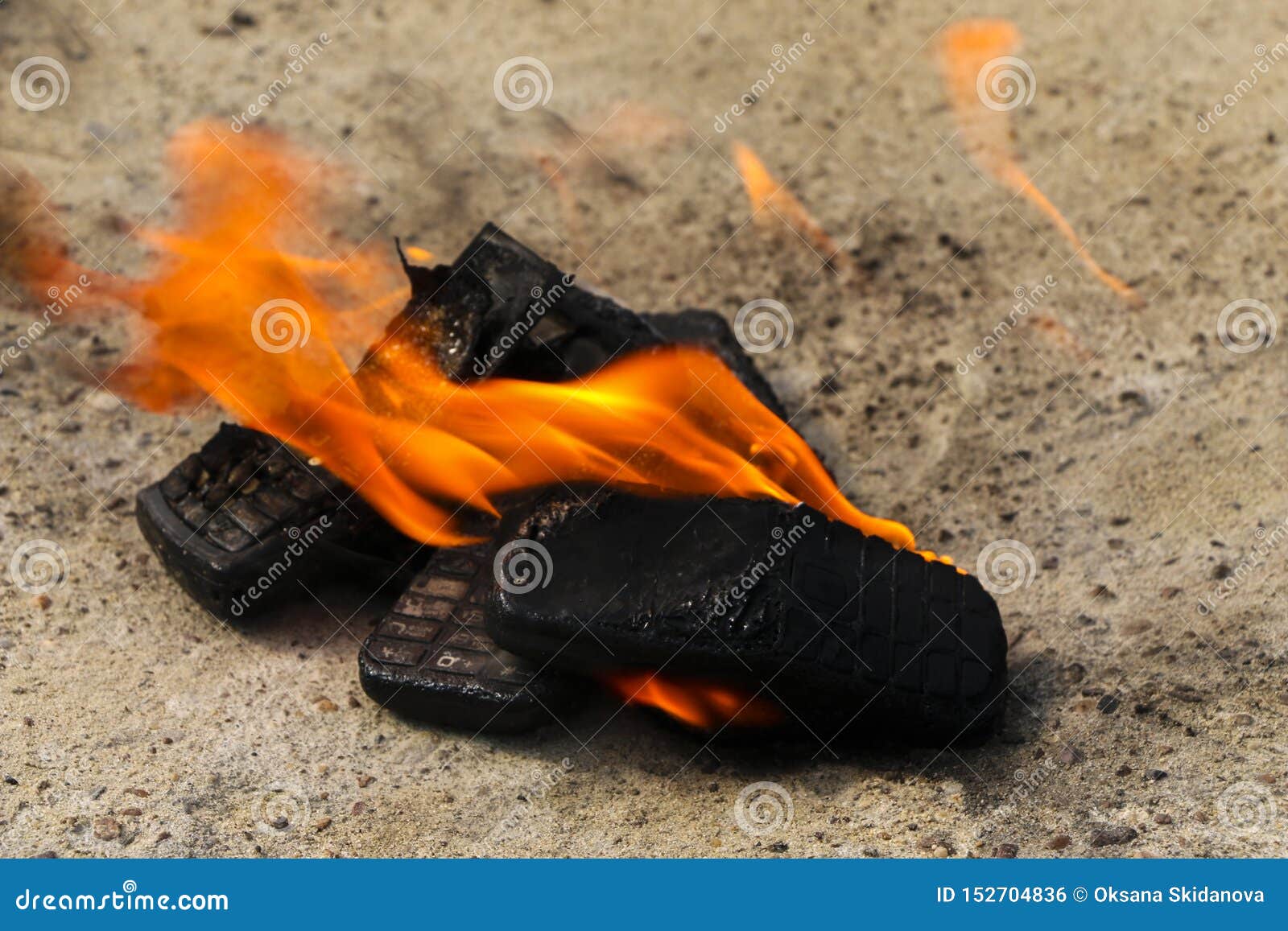 Burnt Mobile Phones on Textural Concrete Background. Concept: Danger of ...