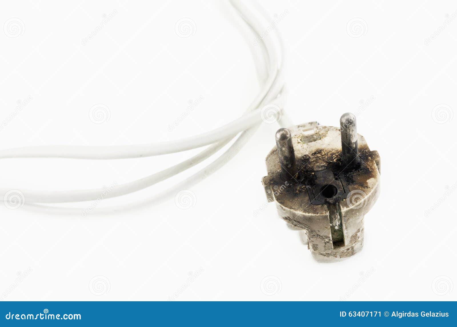 Burnt Power Outlet. Meltedoff And Burned Plastic Socket Of Power