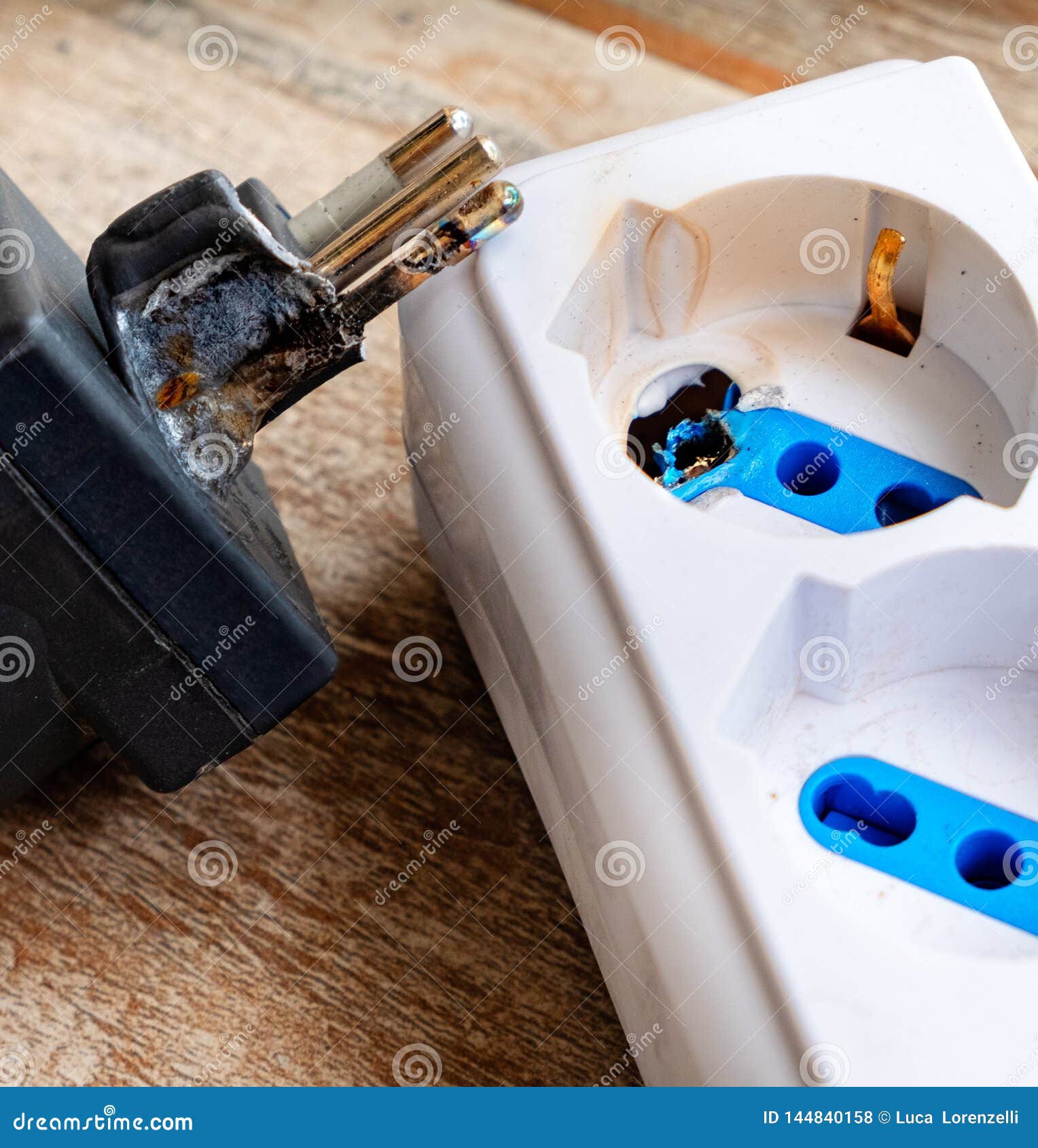 Burnt Power Strip Electrocution Danger Vertical Stock Photo Image of
