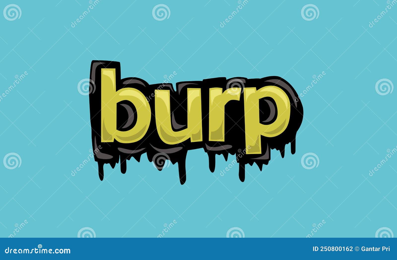 BURP Writing Vector Design on Blue Background Stock Vector