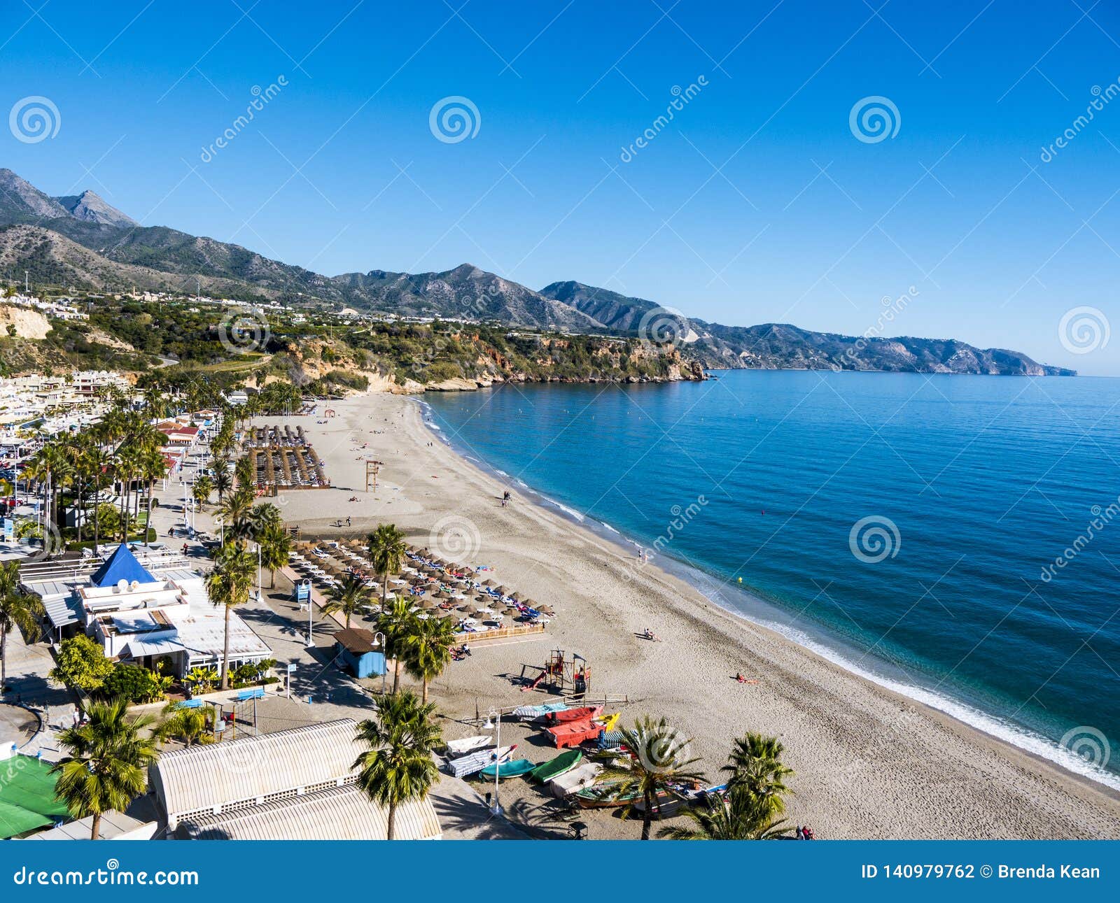 burriana beach in the spanish town of nerja in andalucia