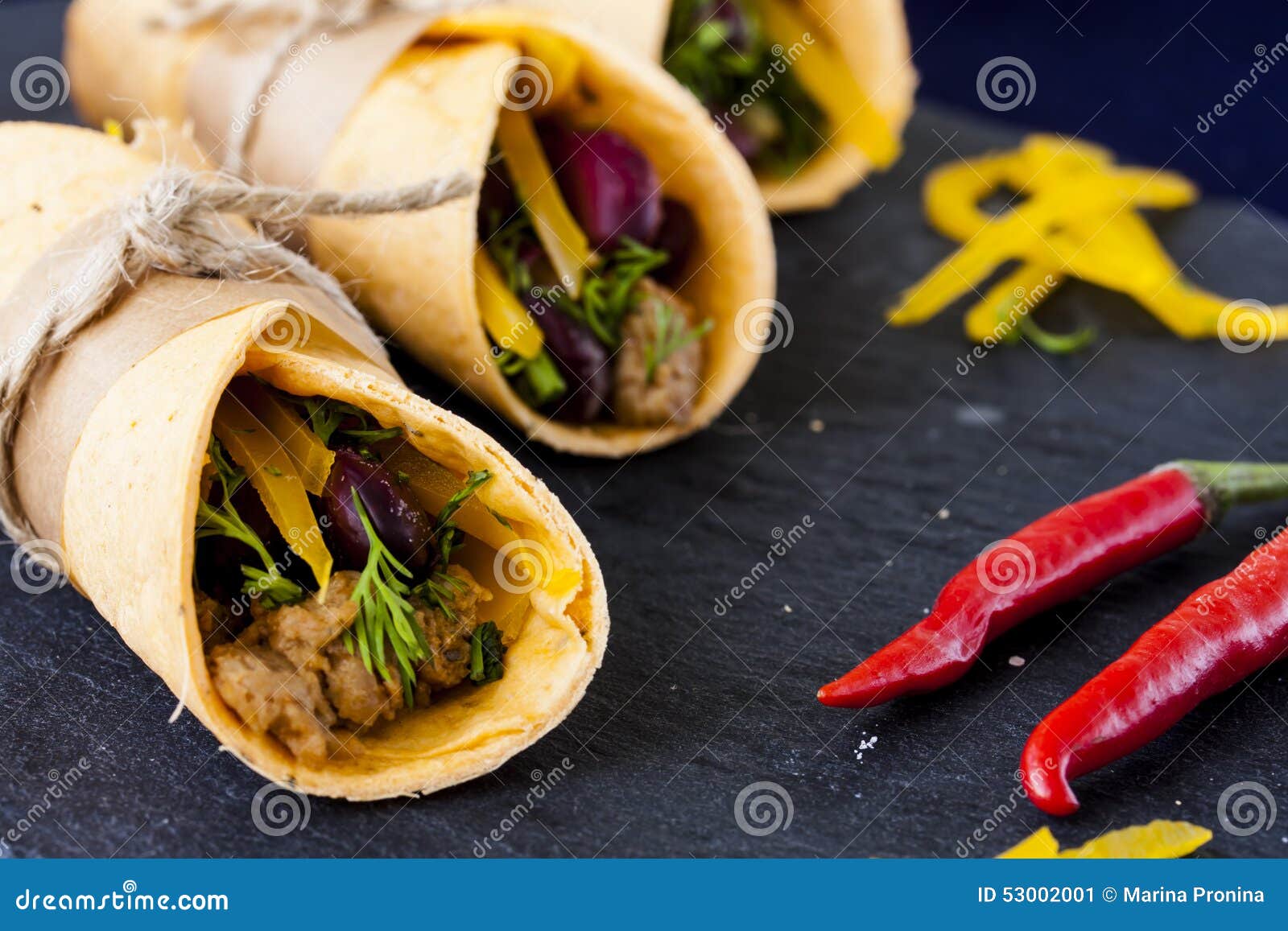 Burrito with Pork and Beans Stock Image Image of folded, burrito